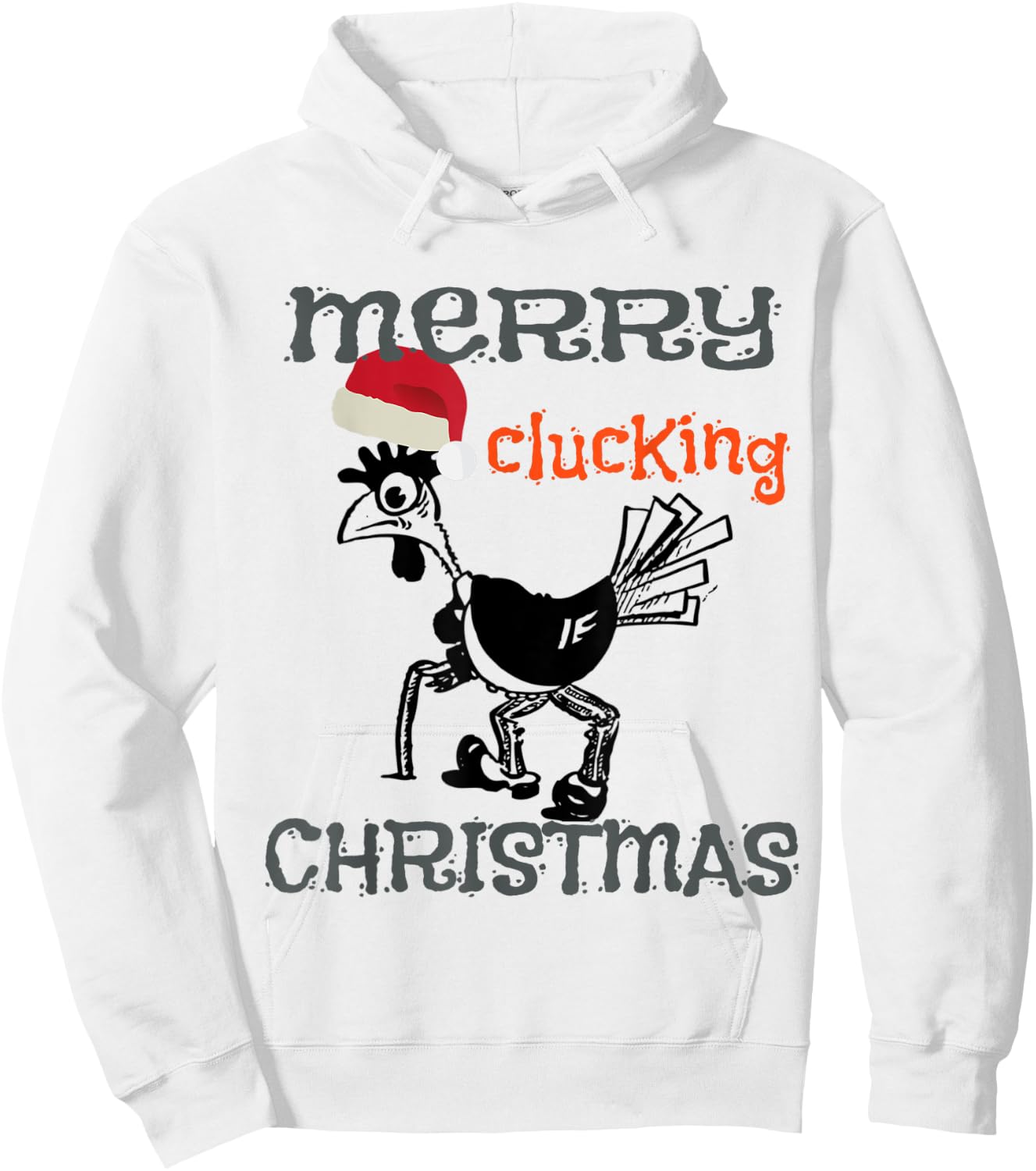 Merry Clucking Christmas Funny Christmas Hoodie - Hoodie | White