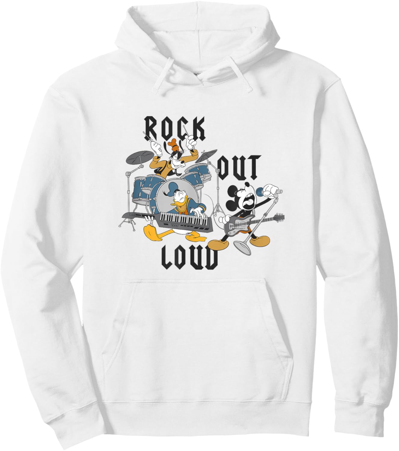 Disney Mickey and Friends Rock Out Loud Music Band Group Hoodie - Hoodie | White
