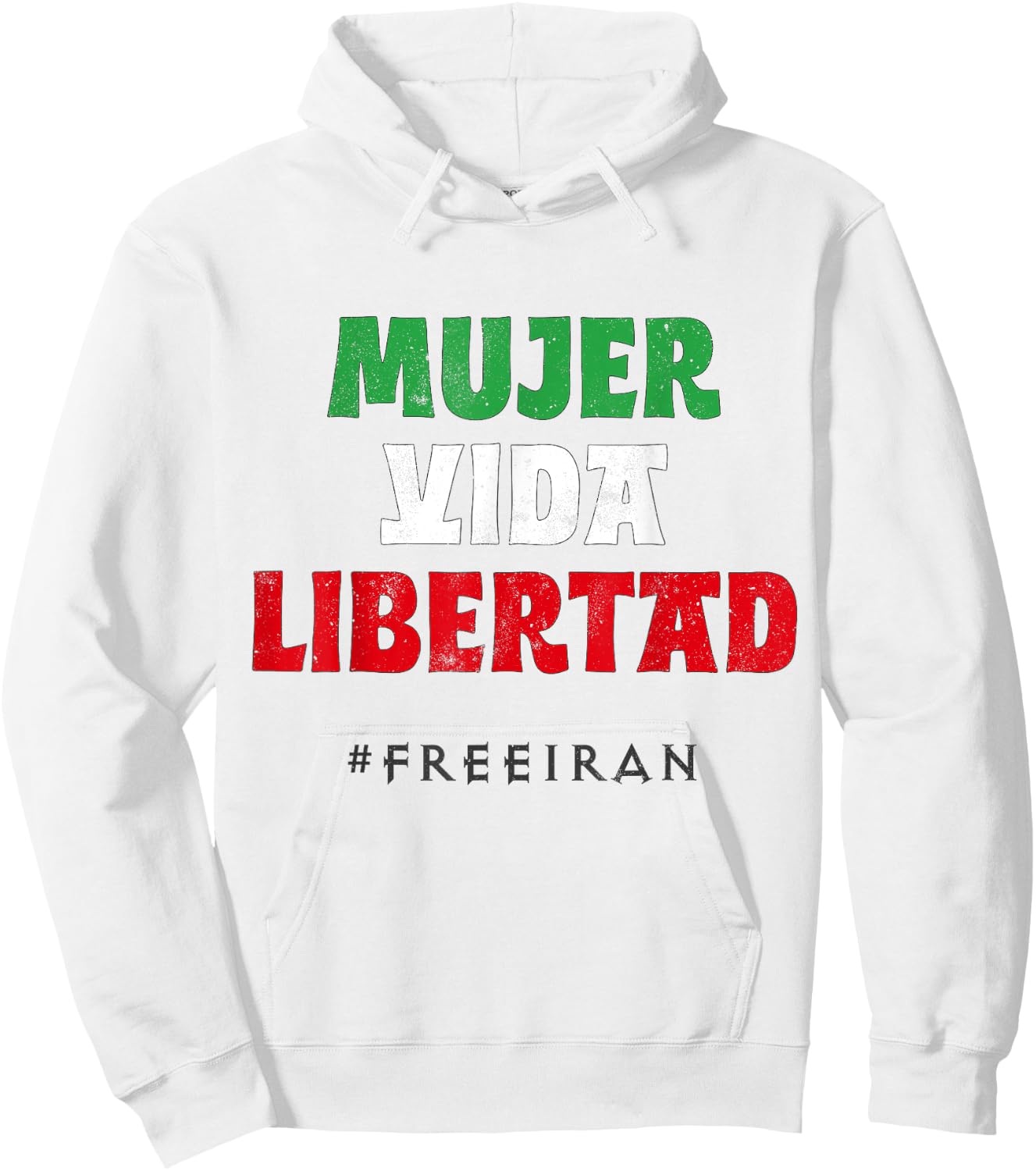 Iranian Flag Woman Life Freedom Iran Protest Madrid Barcelon Hoodie - Hoodie | White