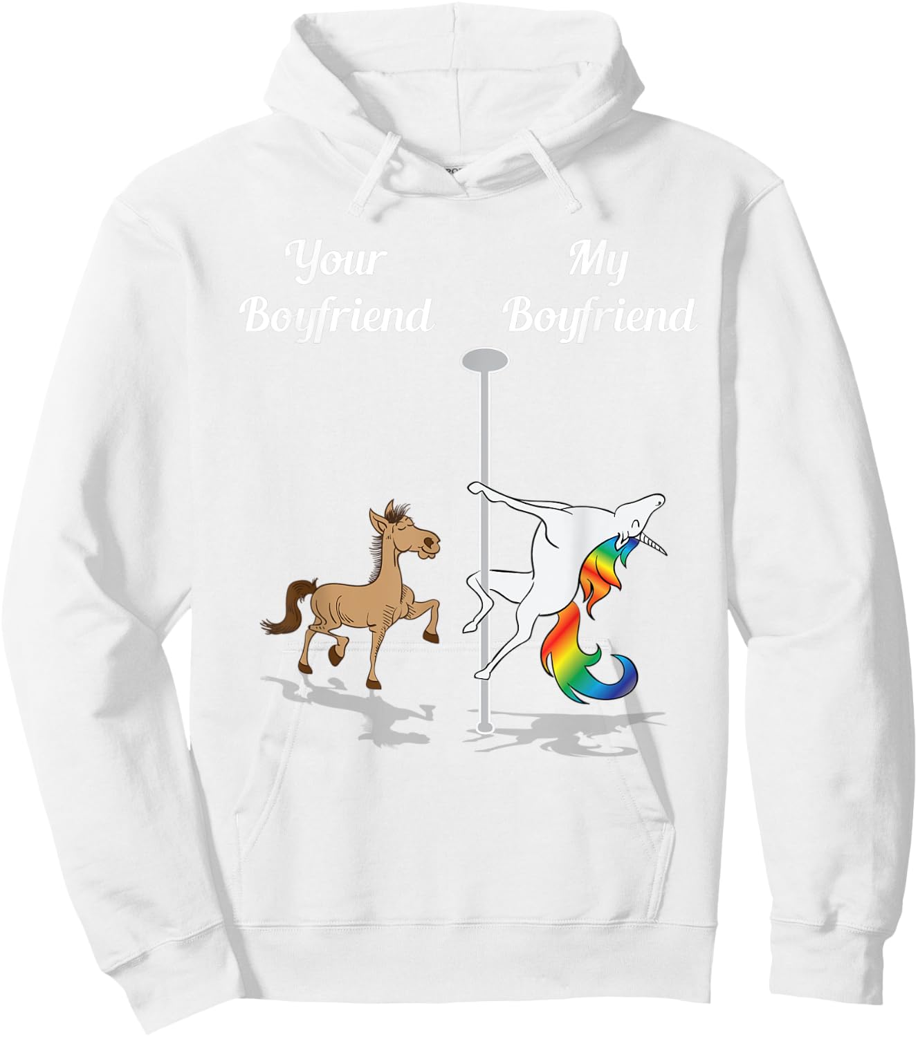 Your Boyfriend My Boyfriend Pole Dancing Unicorn Hoodie - Hoodie | White