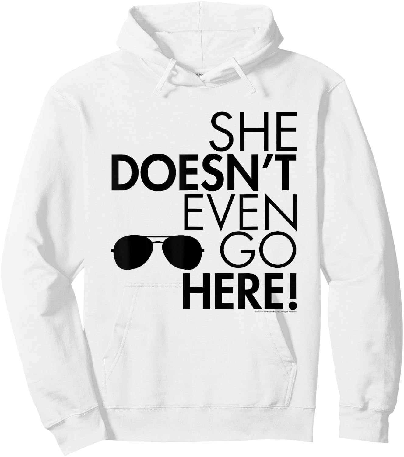 Mean Girls She Doesn't Even Go Here Sunglasses Y2K Movie Hoodie - Hoodie | White