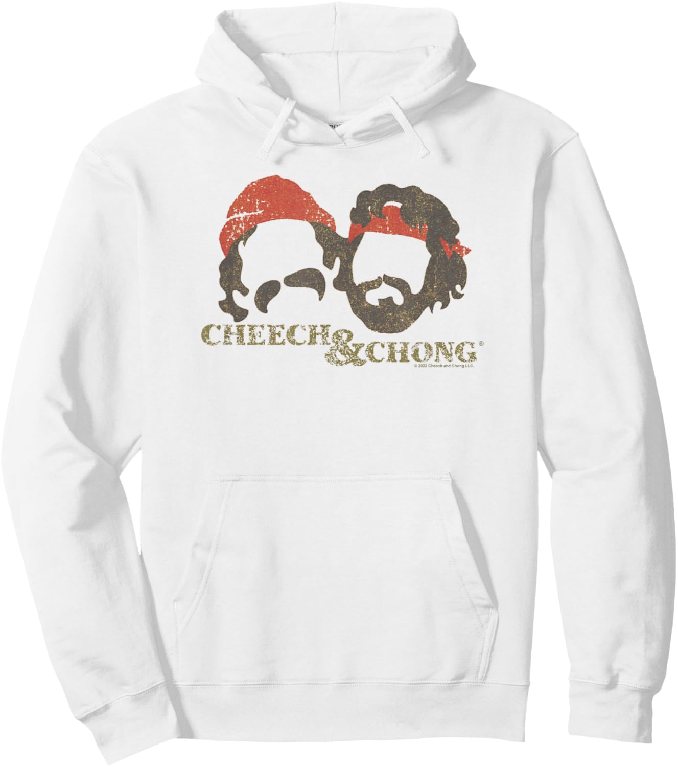 Cheech & Chong Faces Outlines Distressed Effect Hoodie - Hoodie | White