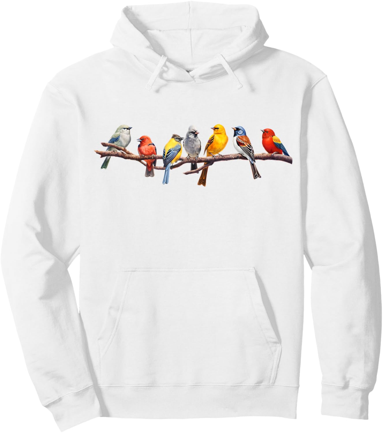 Birding and Bird Lovers Apparel Decor Accessories -Adults, Kids Grey Short Sleeve Classic Fit Backyard Bird Watching Watcher Birders Songbirds on Branch Hoodie - Hoodie | White