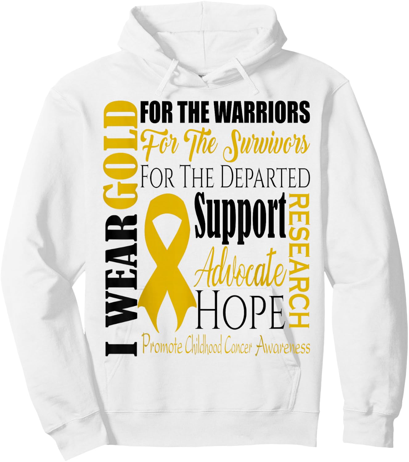 Childhood Cancer Awareness T Shirt Gold for a Child Fight Hoodie - Hoodie | White
