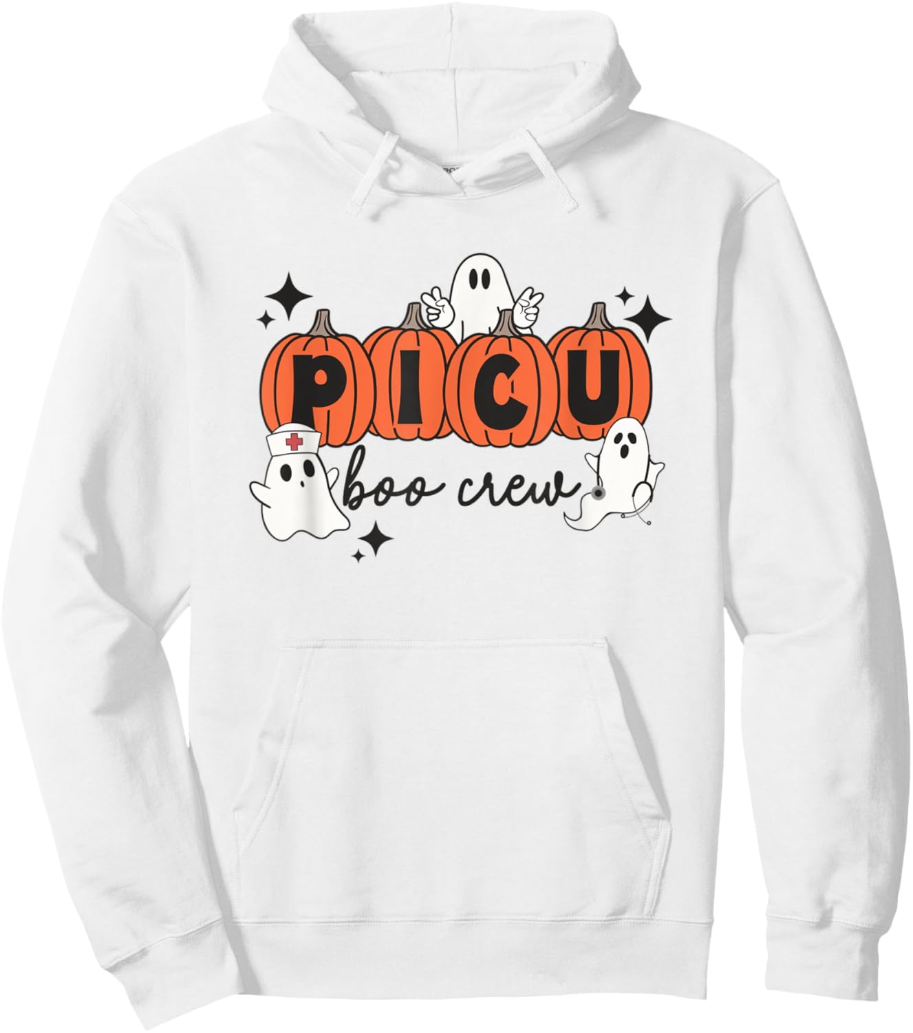 Halloween PICU Boo Crew Spooky PICU Nurse Squad Hospital Hoodie - Hoodie | White