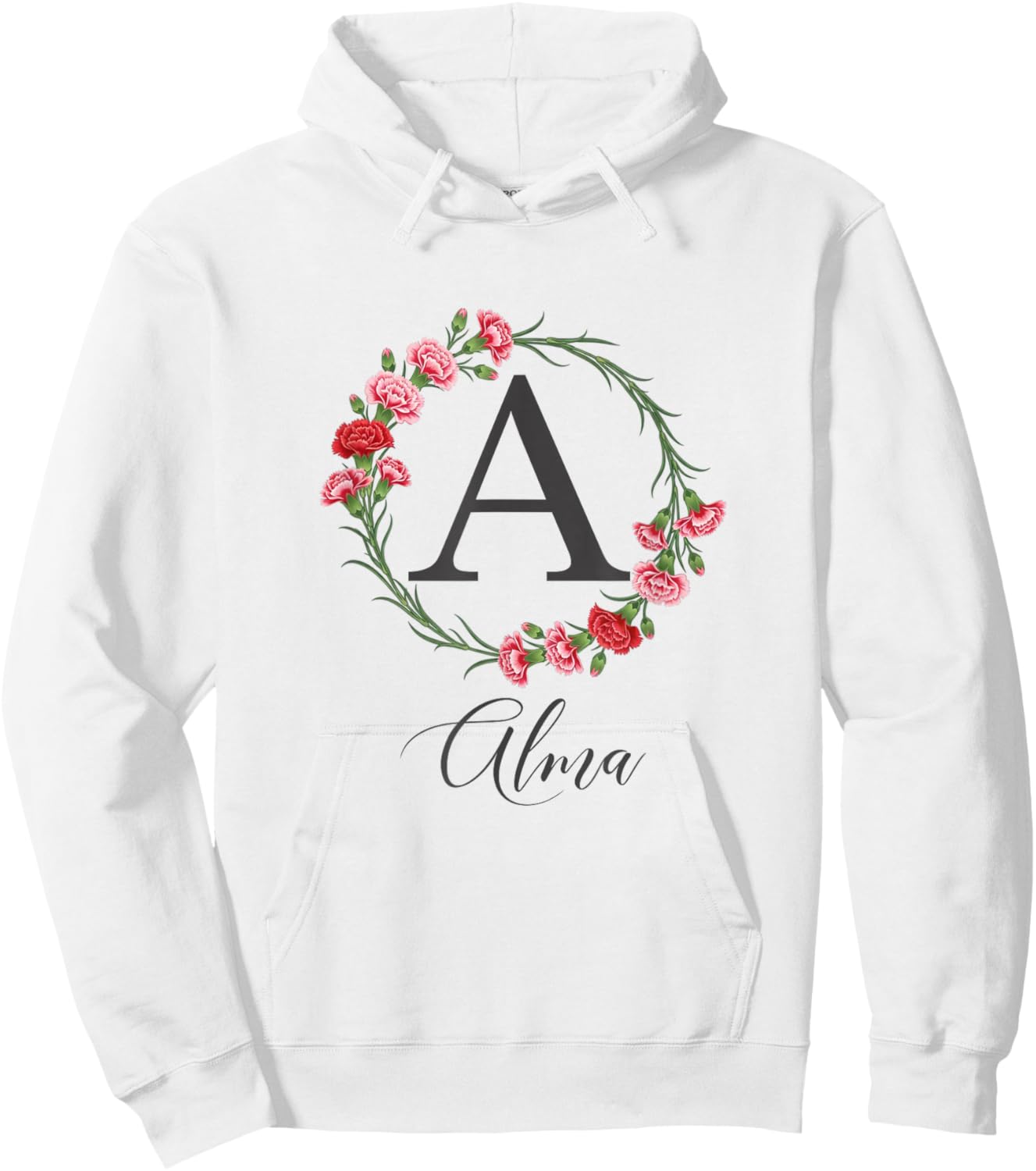 Floral Alma Nom Fleurs Nom Personnalisé Alma Hoodie - Hoodie | White