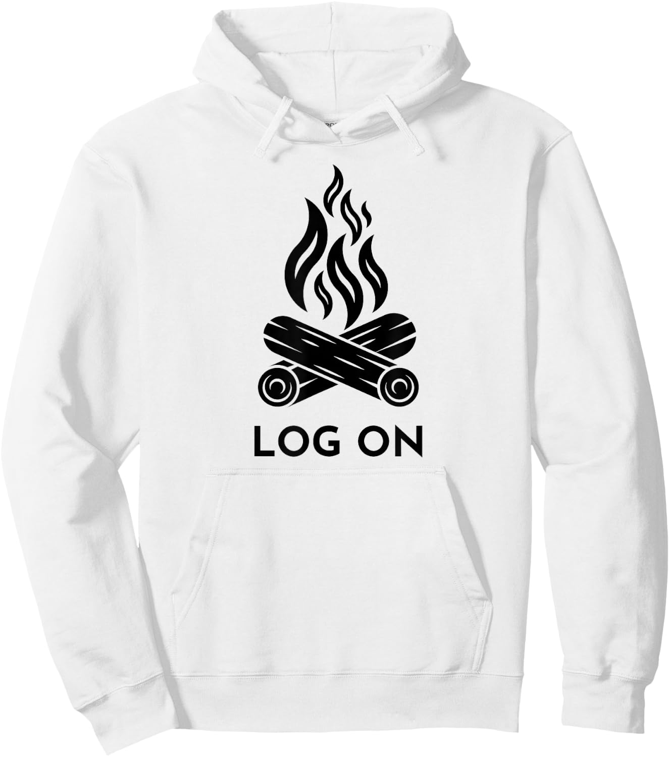 Campfire Pun, Funny Camping, LOG ON Hoodie - Hoodie | White