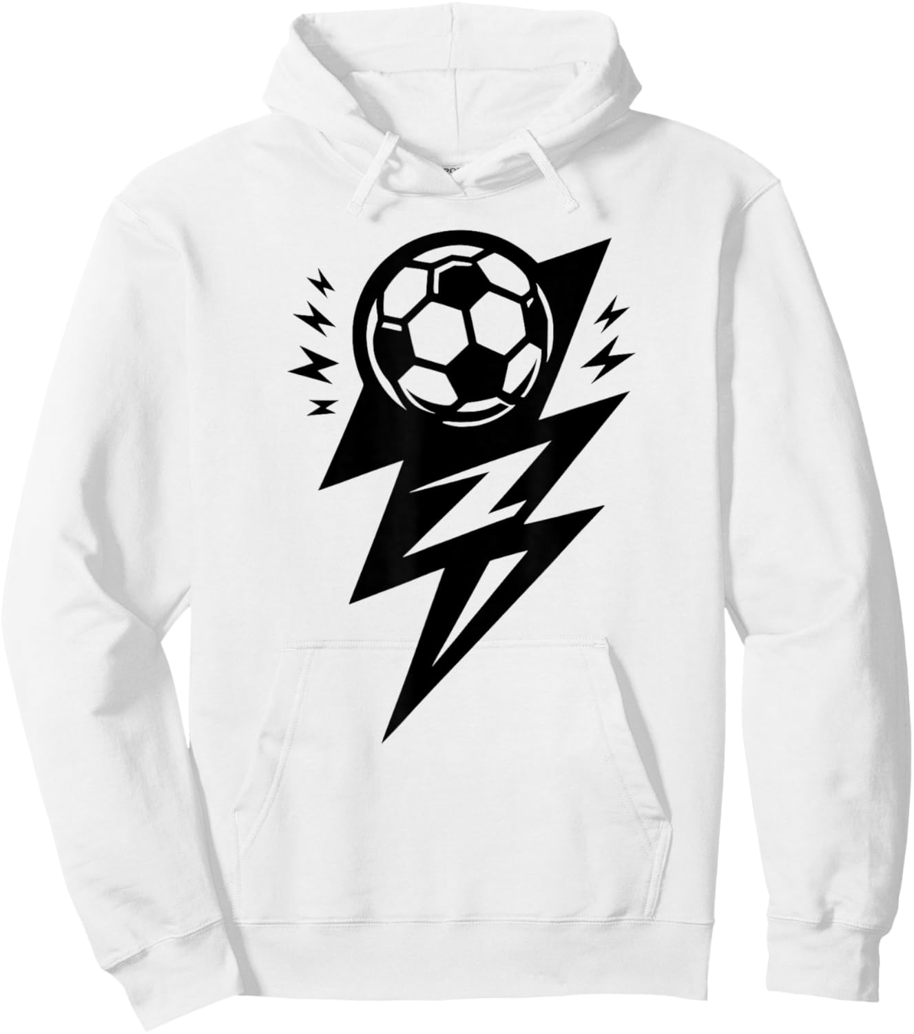 Lightning Bolt Football or Soccer Player Black Graphic Hoodie - Hoodie | White