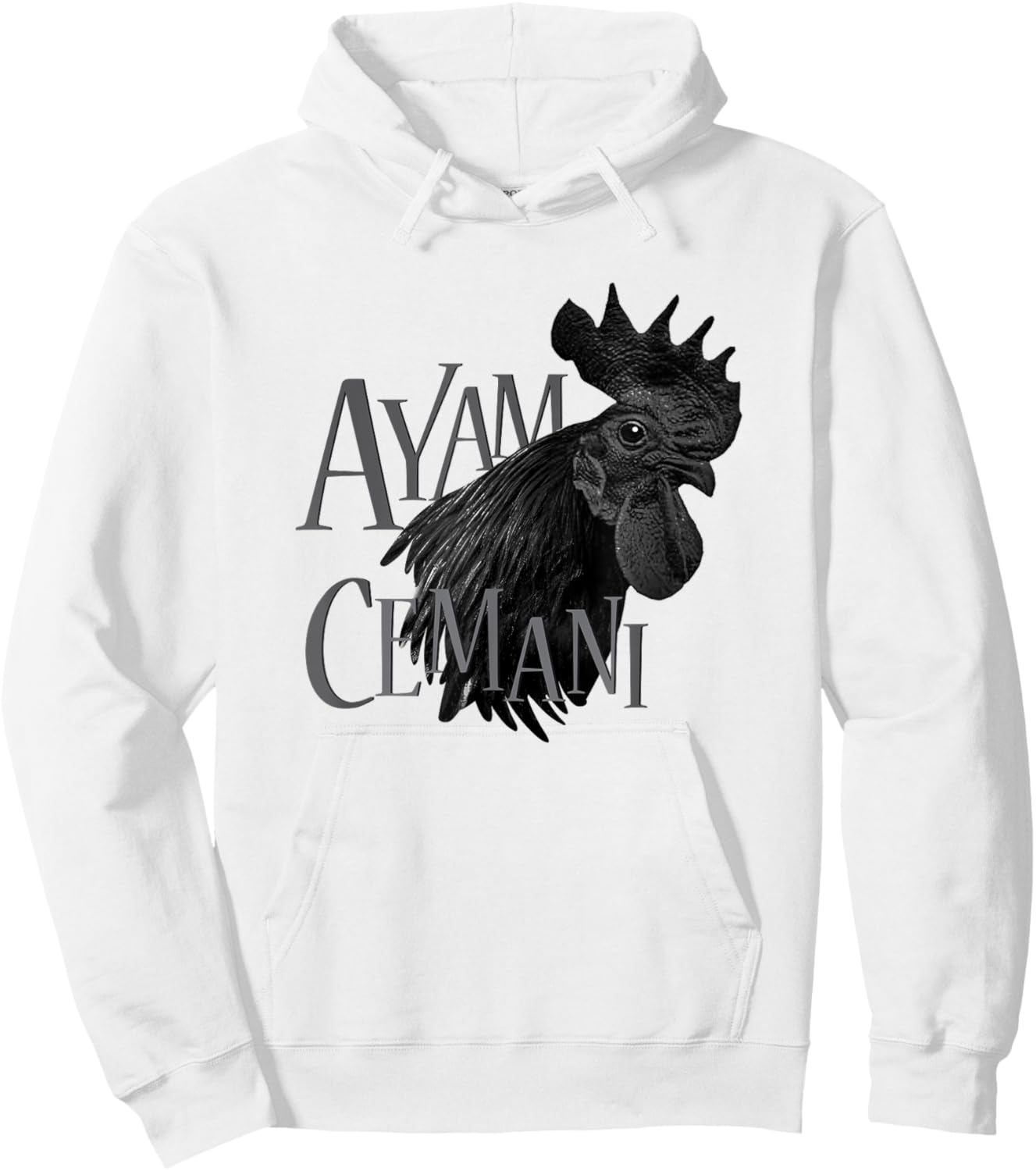 Ayam Cemani - Cockerel - Chickens Hoodie - Hoodie | White