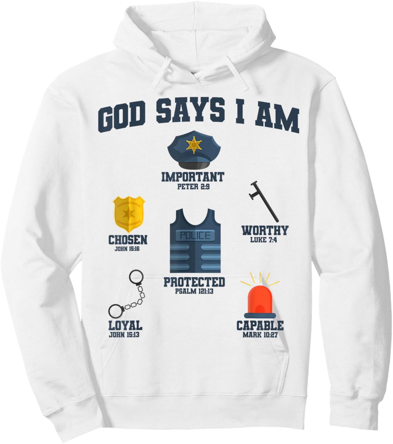 God Says I Am Police Lover Kids Boys Christian Hoodie - Hoodie | White