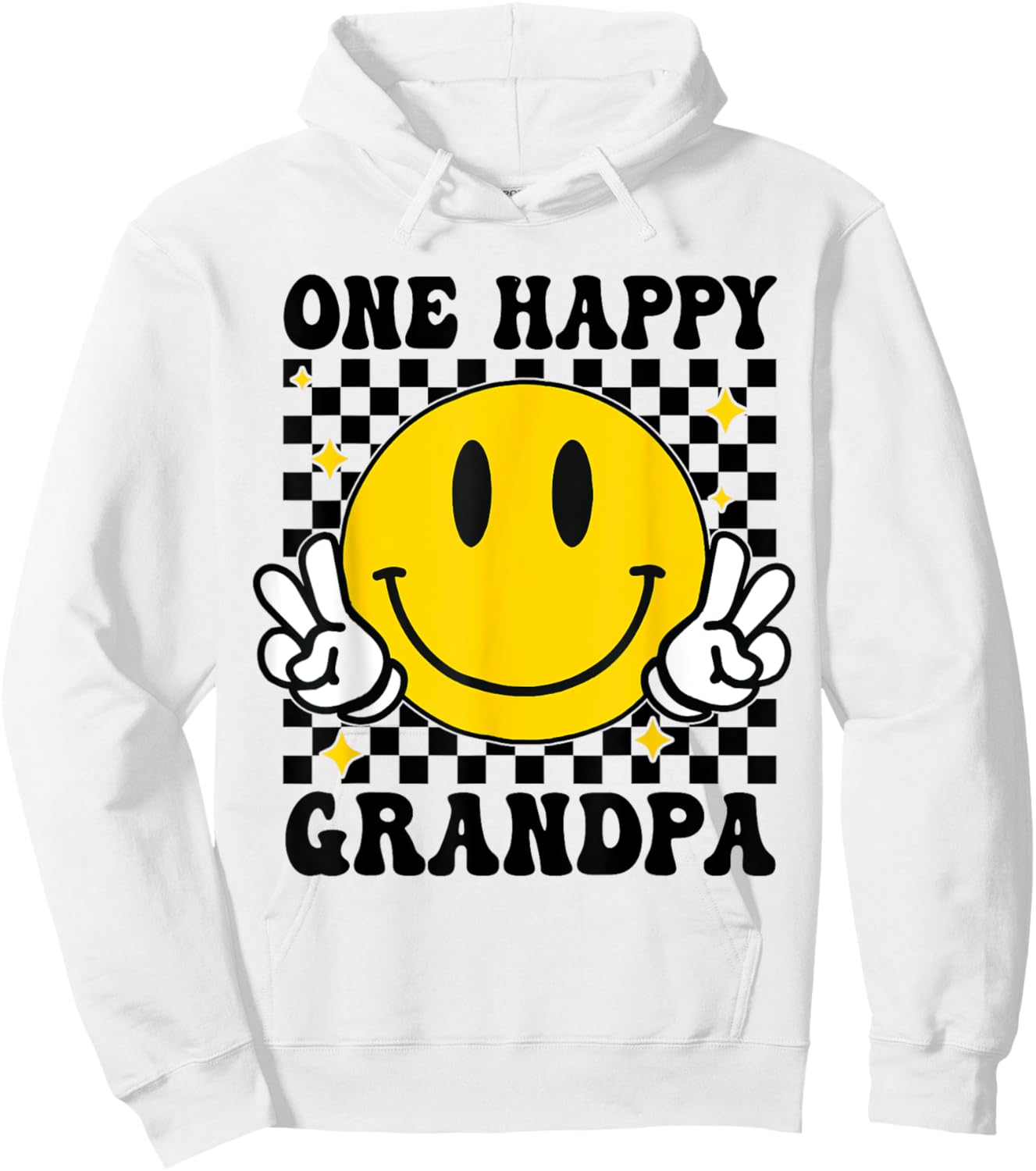 One Happy Dude Grandpa happy face 1st Birthday Family Hoodie - Hoodie | White