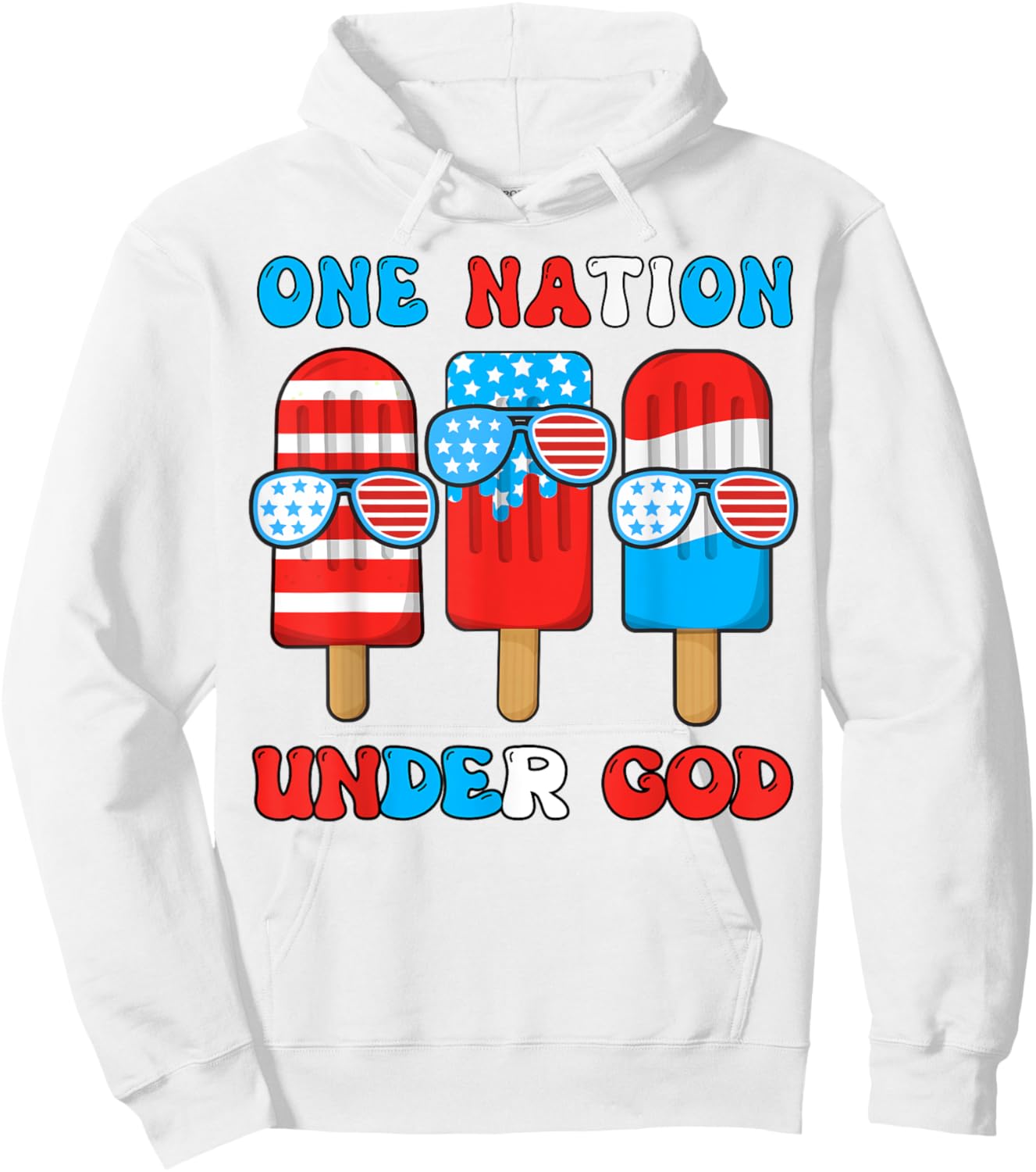 Boy One Nation Under God Son Funny 4th July Popsicle Toddler Hoodie - Hoodie | White