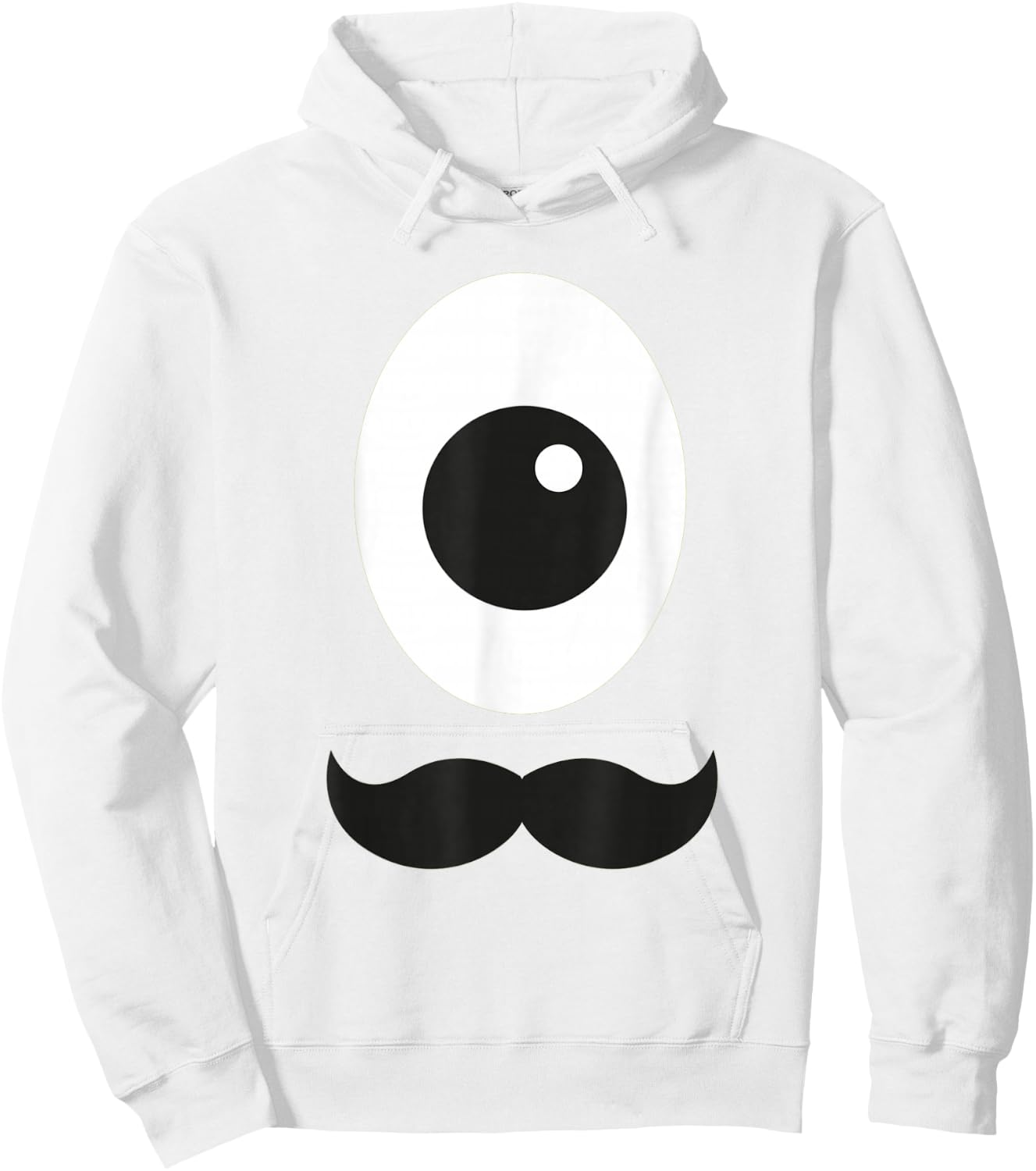 Giant Cyclops Eye and Mustache Monster Alien Hoodie - Hoodie | White