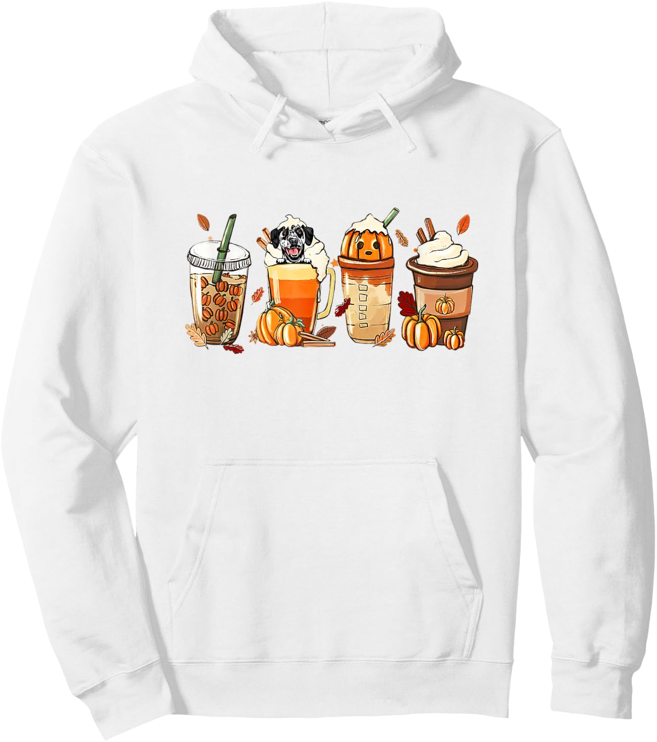 Dalmatian Lover Pumpkin Spice Fall Coffee Thanksgiving Hoodie - Hoodie | White