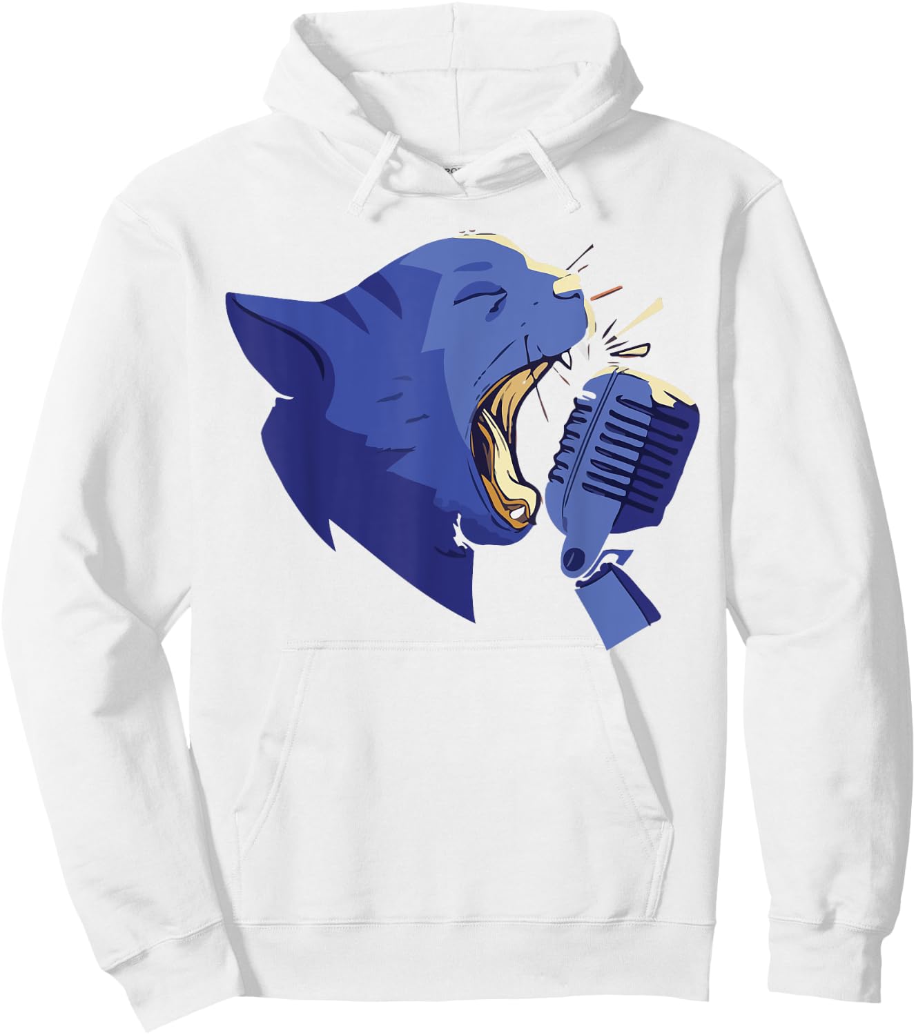 Cute Karaoke Singing Cat Singer Musical Band Vocalist Women Kids Hoodie - Hoodie | White