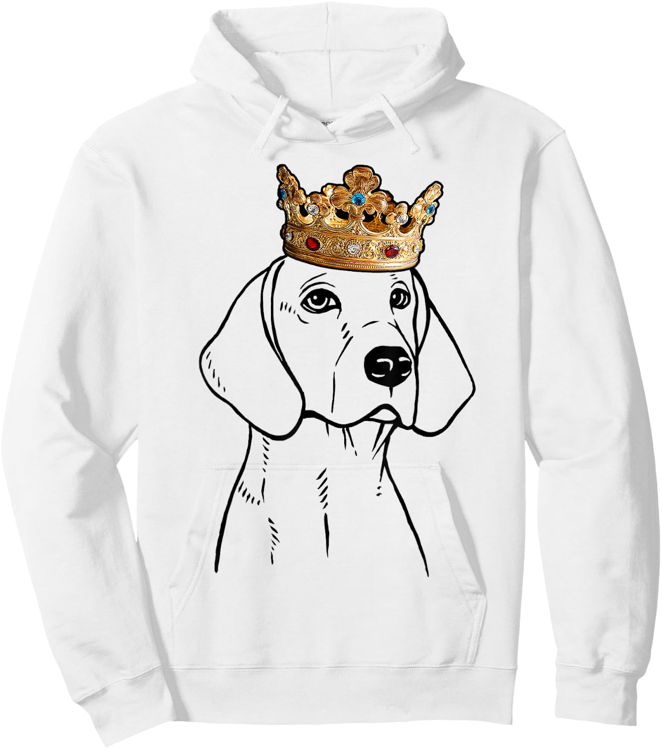 American Foxhound Dog Wearing Crown Men Women Kids Hoodie - Hoodie | White