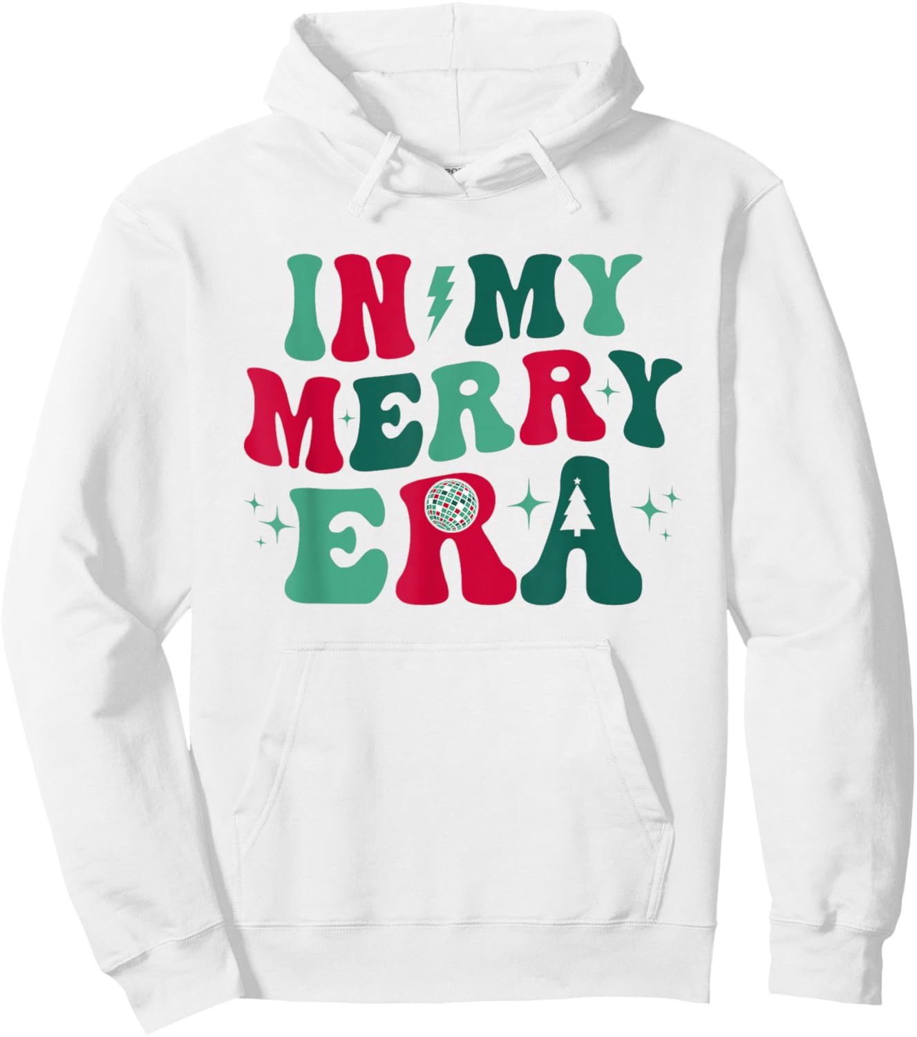 Christmas In My Merry Era Xmas Holiday Groovy Xmas Pajamas Hoodie - Hoodie | White