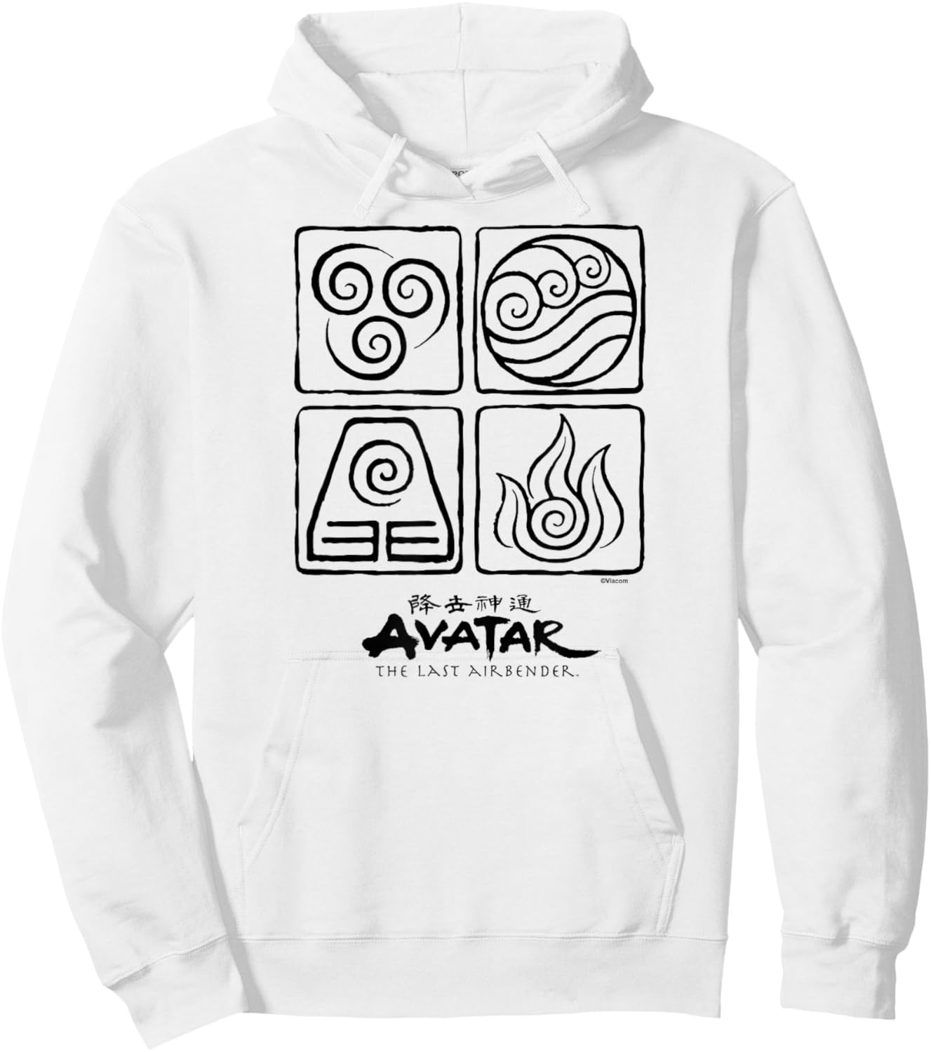 Avatar The Last Airbender - Fire Earth Water Air Elements Hoodie - Hoodie | White