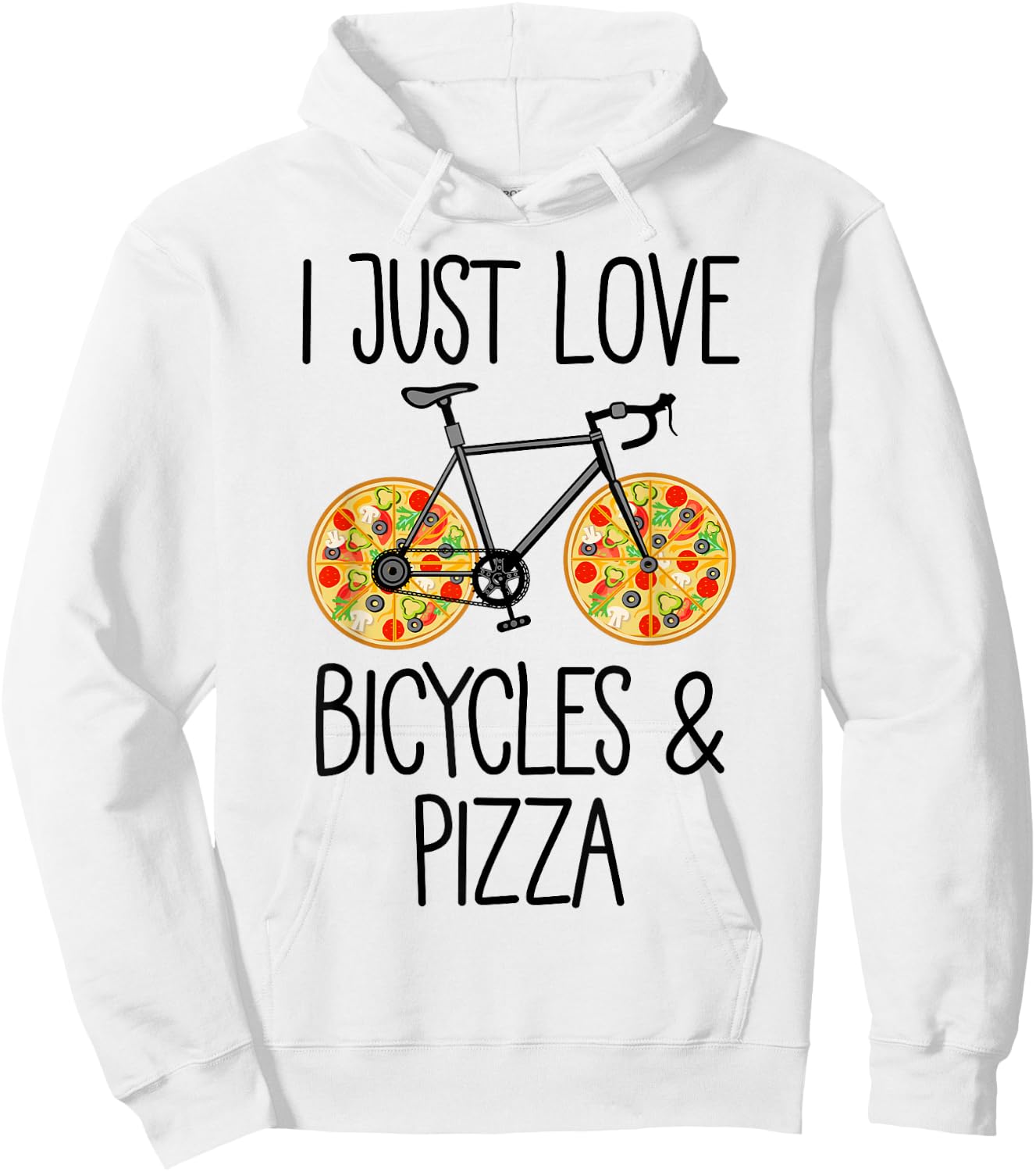 Bicycle Pizza Lover Funny Saying Hoodie - Hoodie | White