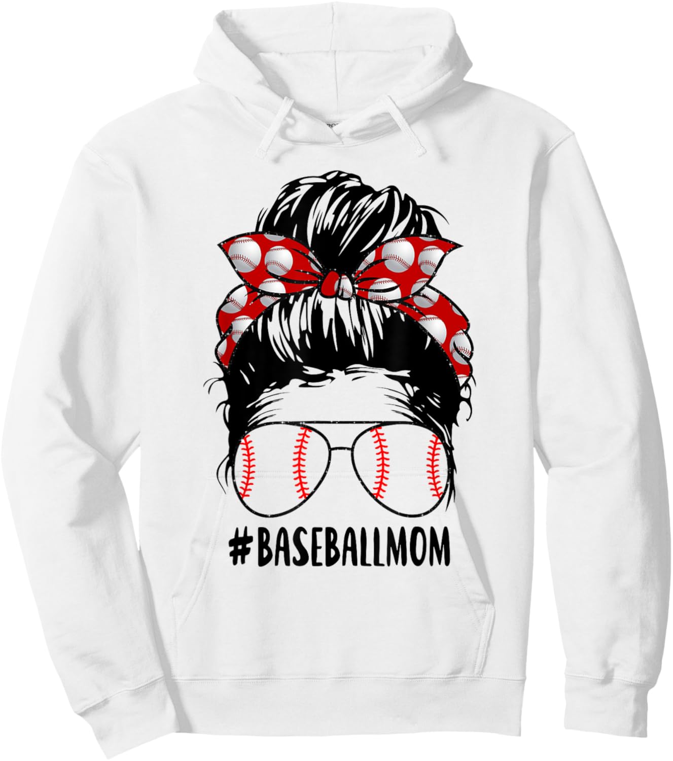 Baseball Mom Hair Baseball Sunglasses Hoodie - Hoodie | White