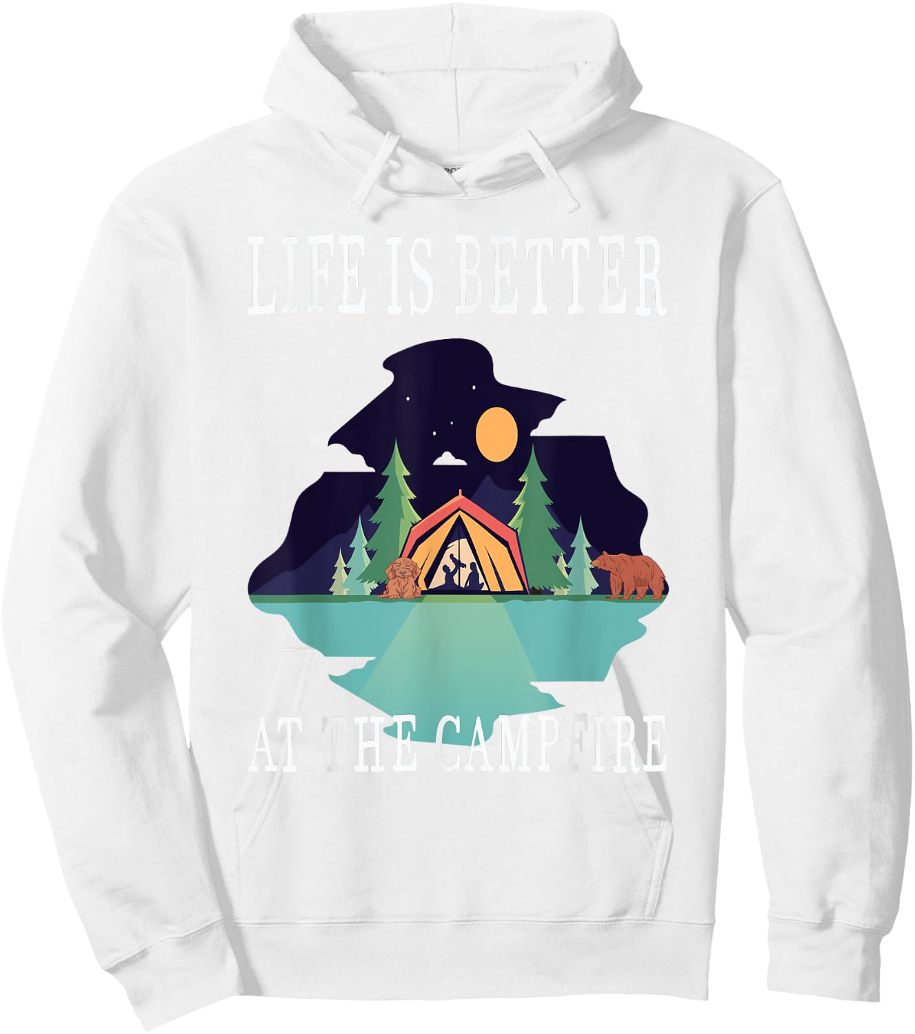 Life Is Better At The Campfire Van Camping Happy Camper Hoodie - Hoodie | White