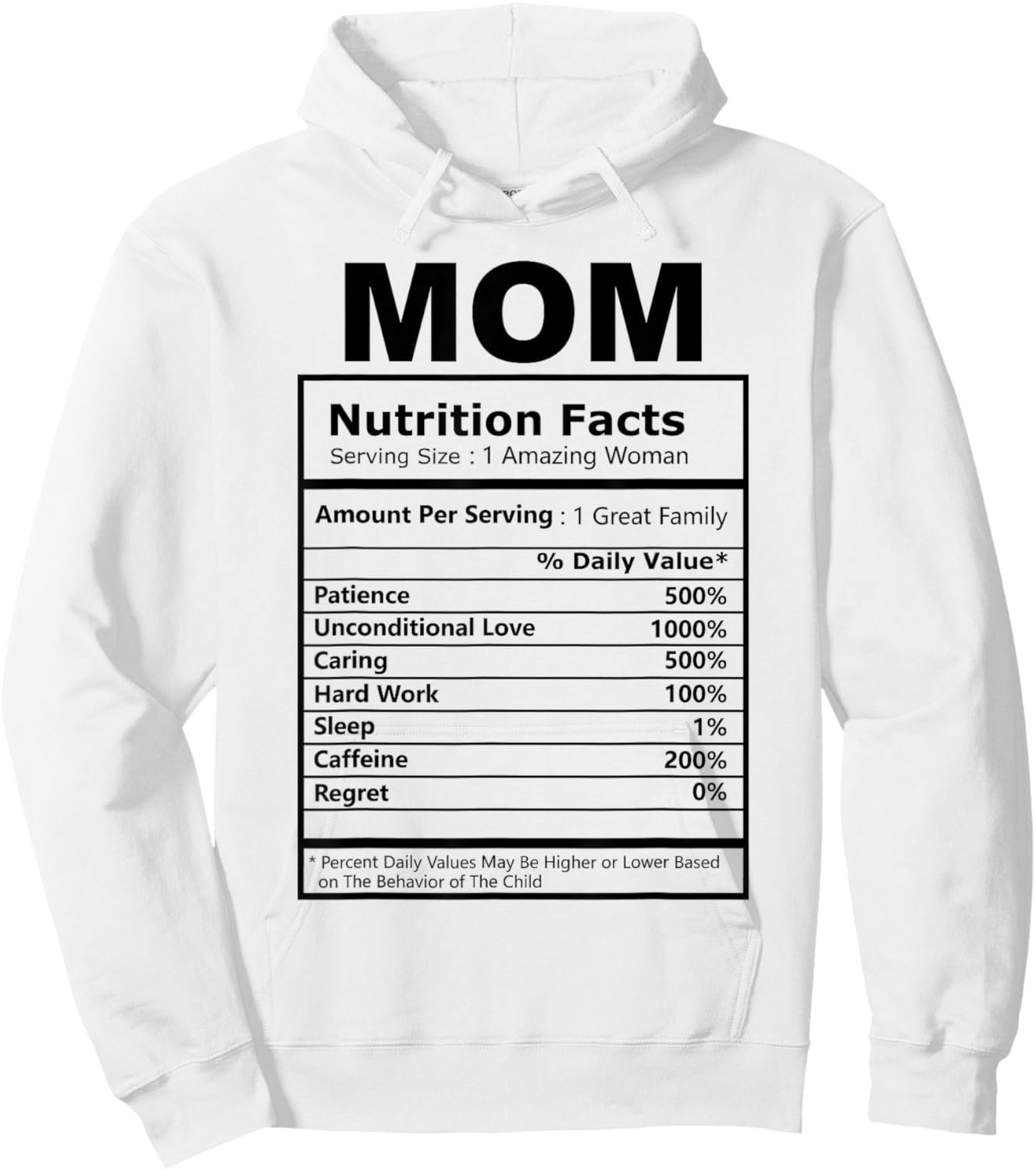 Mom Nutrition Facts Mother's Day Mama Mommy Wife Funny Hoodie - Hoodie | White