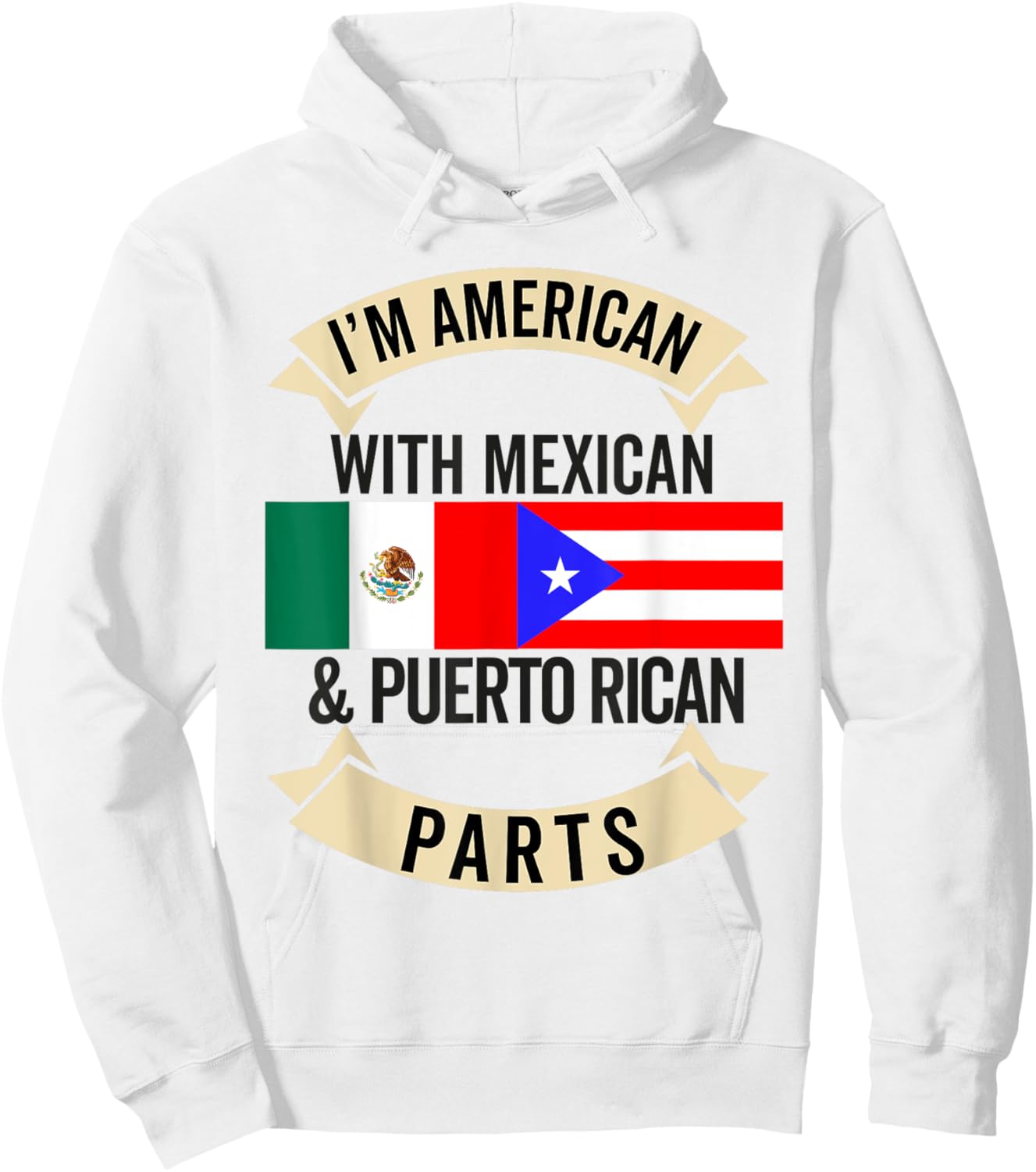 Half Mexican Half Puerto Rican Flag Mexirican Heritage Roots Hoodie - Hoodie | White