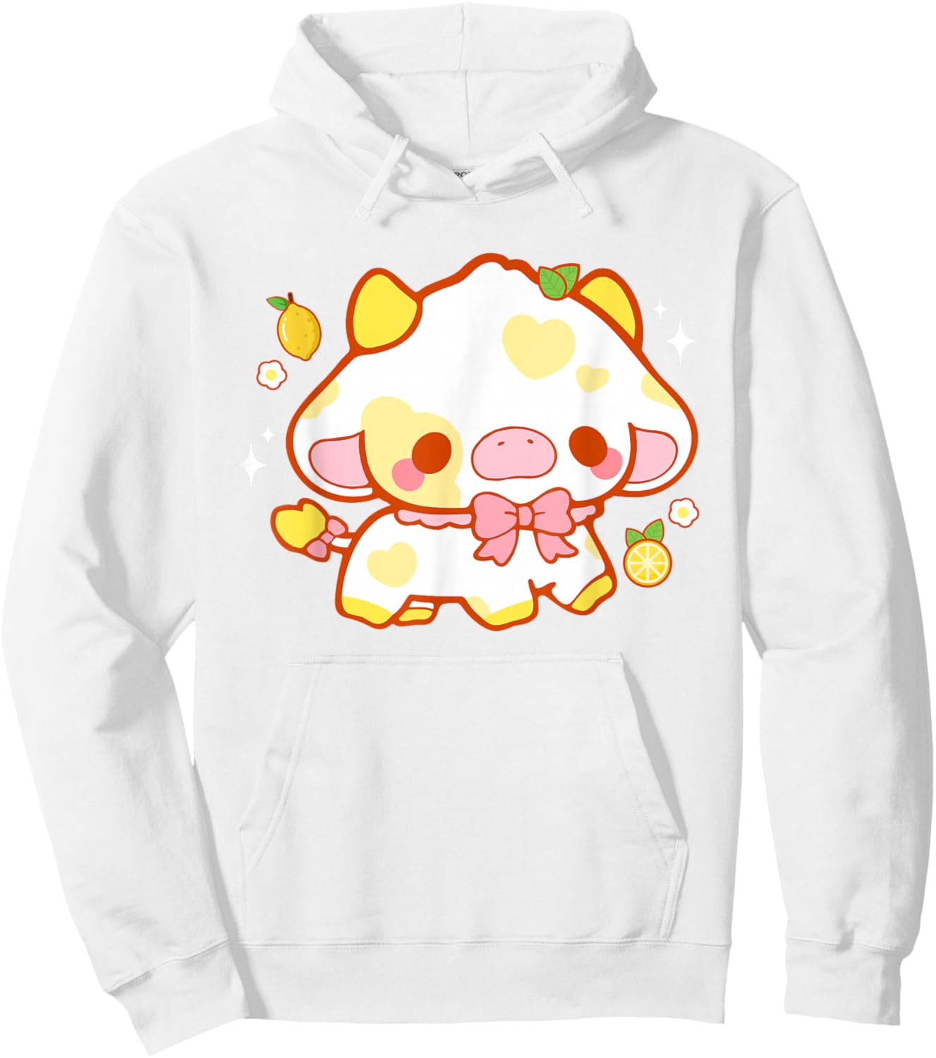 Kawaii Kuh Zitrone niedlich ästhetisch Anime Mädchen Teenager Kinder lustig Hoodie - Hoodie | White