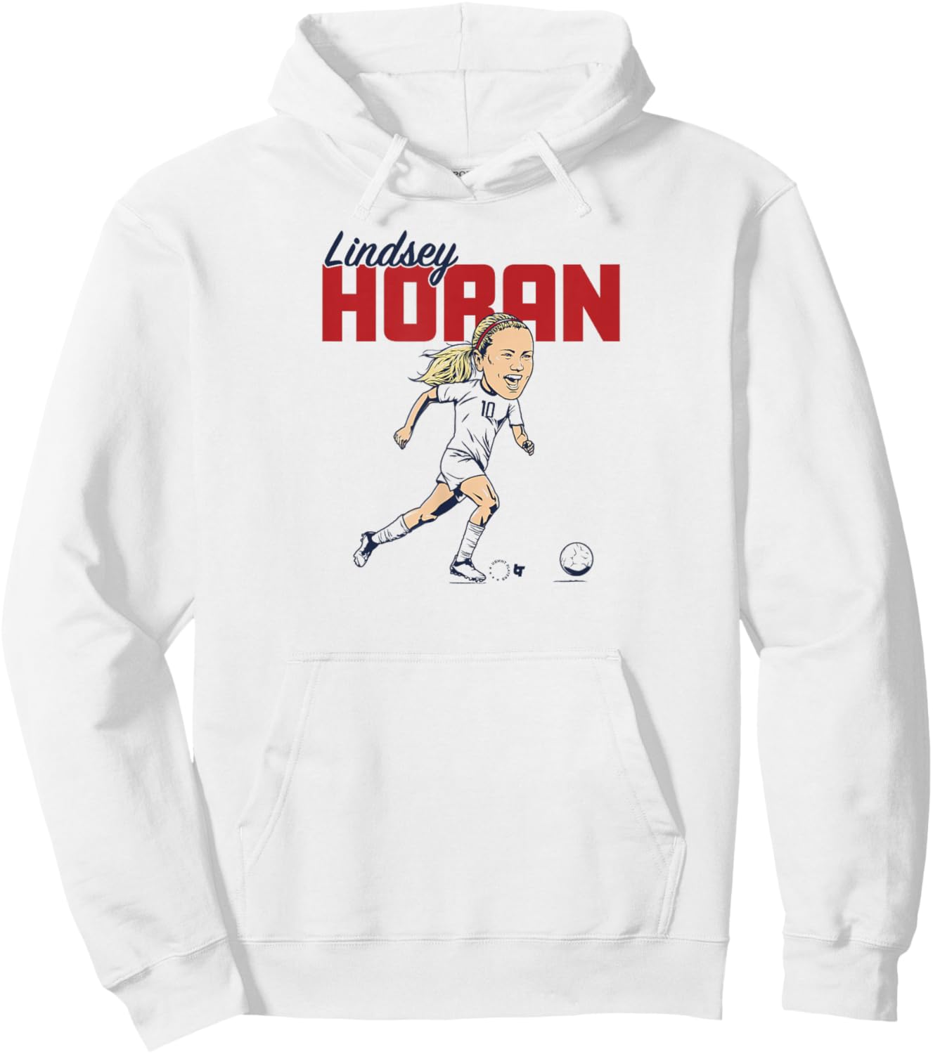 Lindsey Horan: Caricature - USWNT Players Association Soccer Hoodie - Hoodie | White