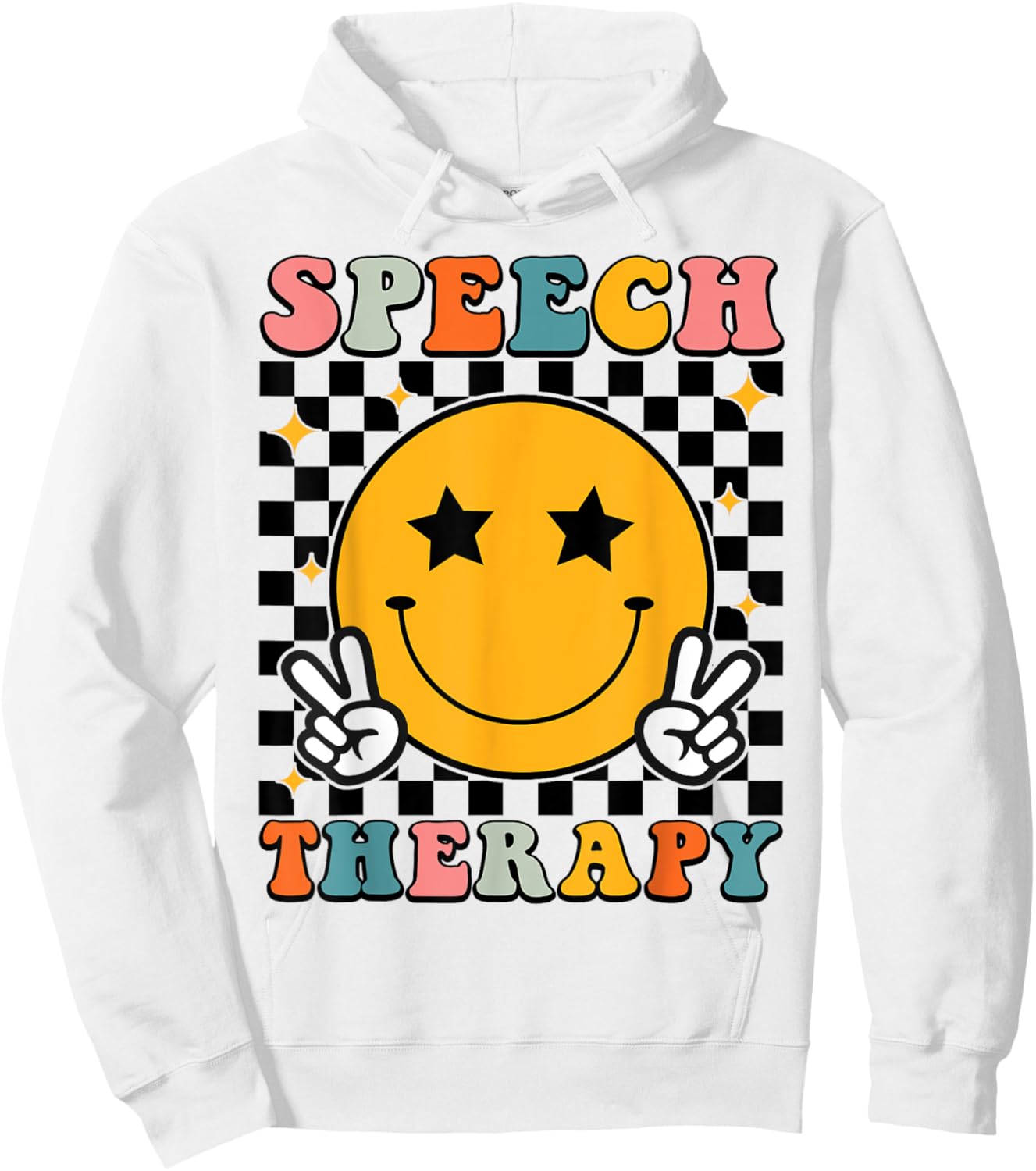 Speech Therapy Retro Smile Face SLP Teacher Speech Therapist Hoodie - Hoodie | White