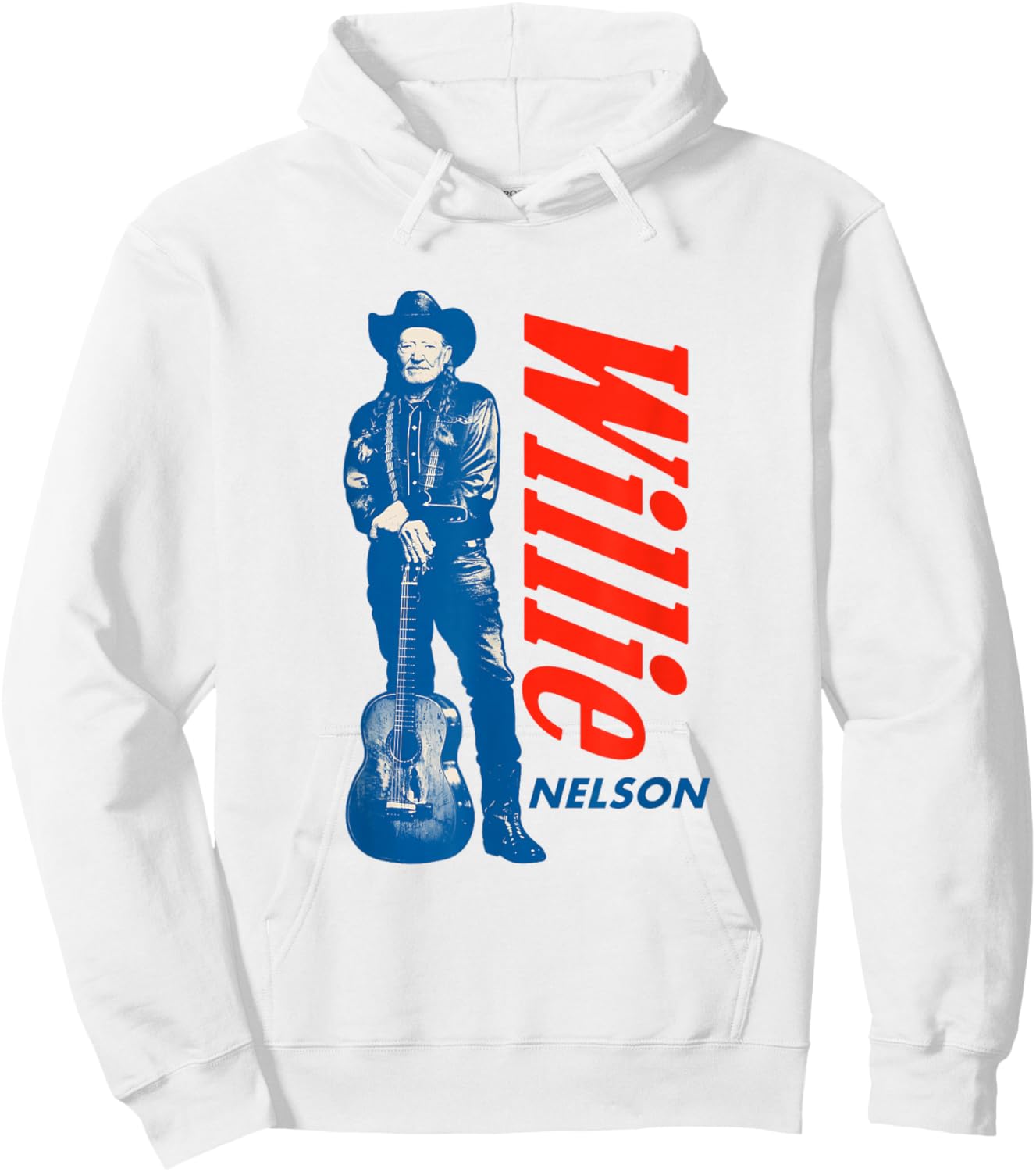 Official Willie Nelson Standing Guitar Blue Hoodie - Hoodie | White