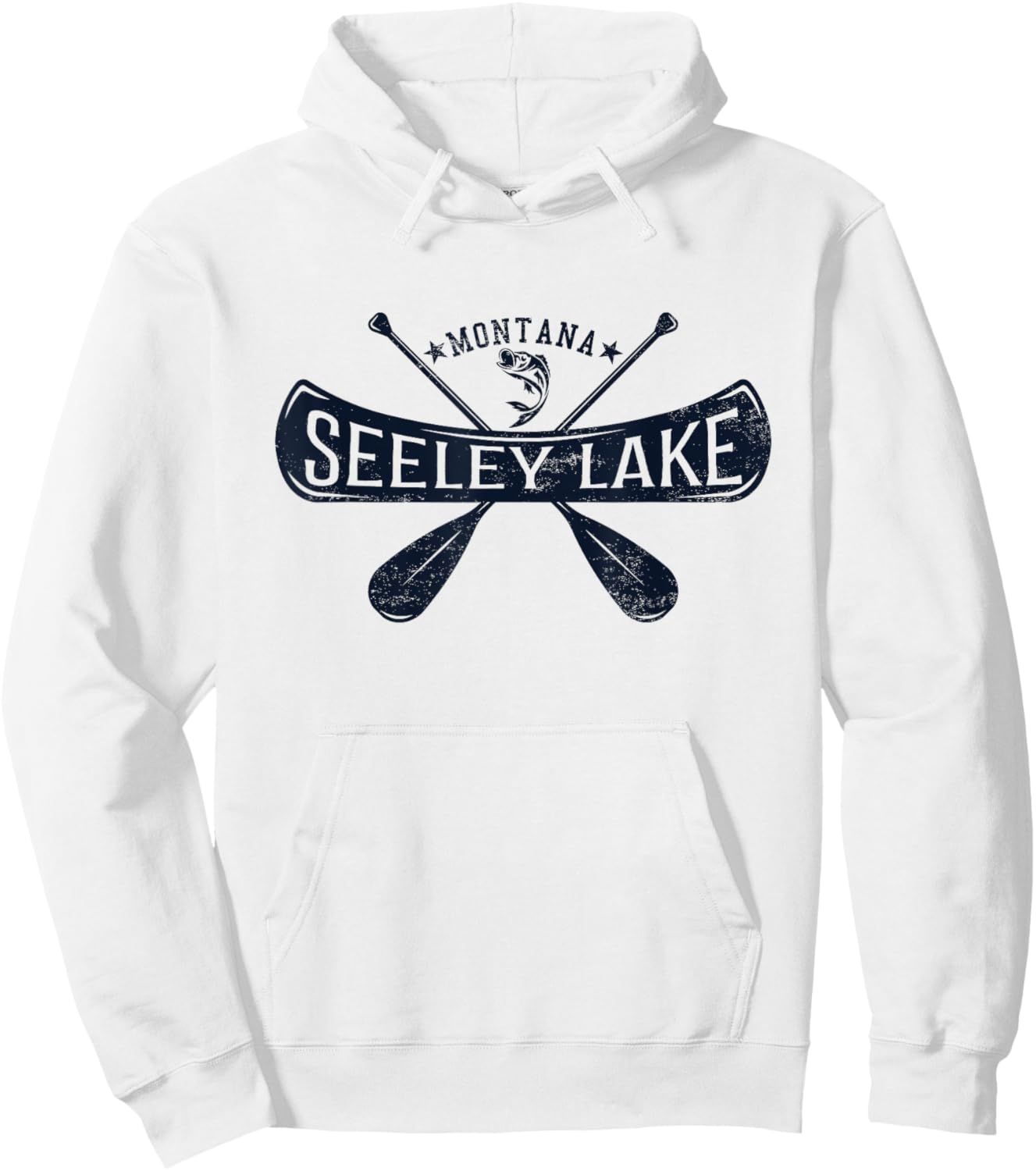 Seeley Lake Montana Vintage Distressed Hoodie - Hoodie | White