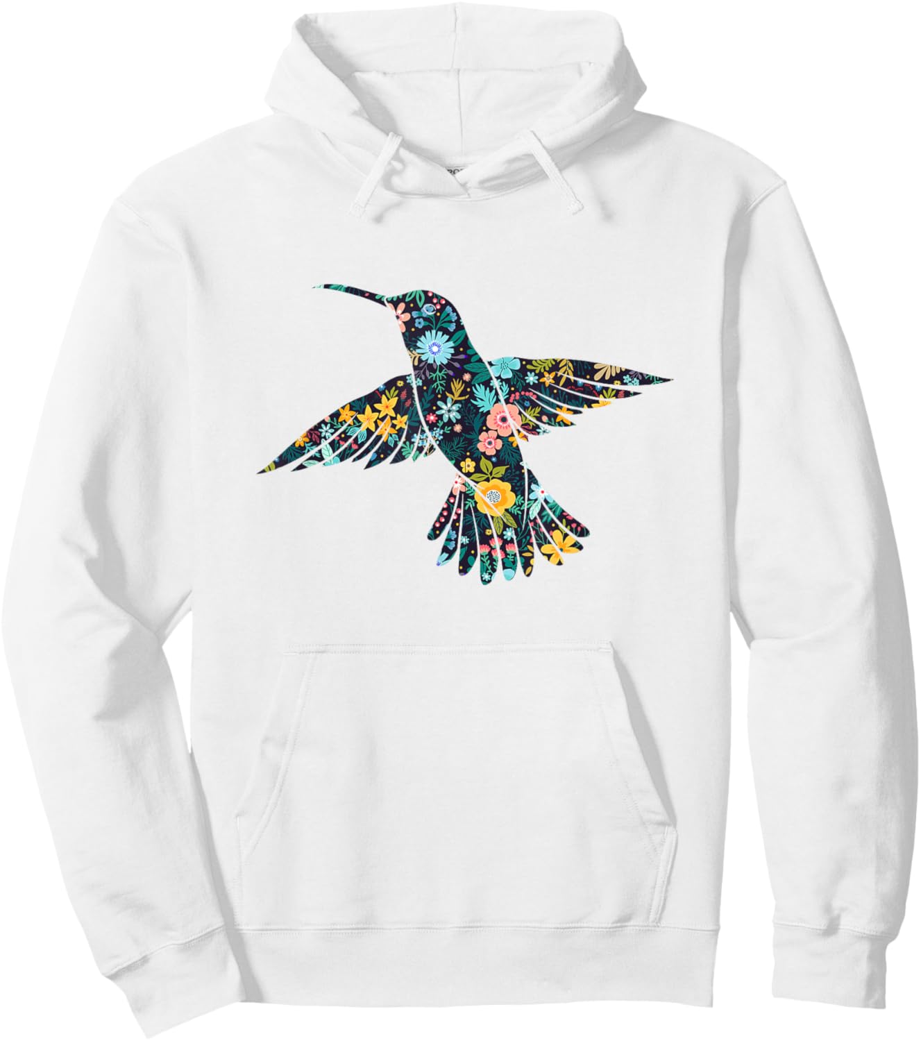Floral Hummingbird Birds Silhouette Girls Graphic Hoodie - Hoodie | White