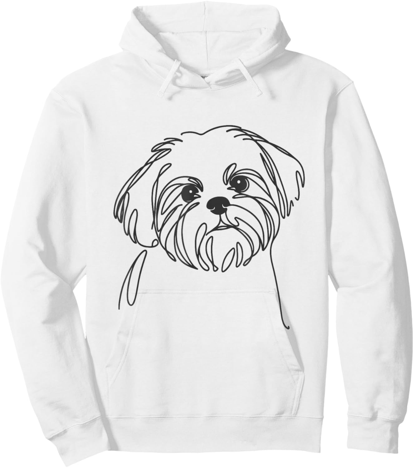 Line Art Dad Mom Dog - Shih Tzu Hoodie - Hoodie | White