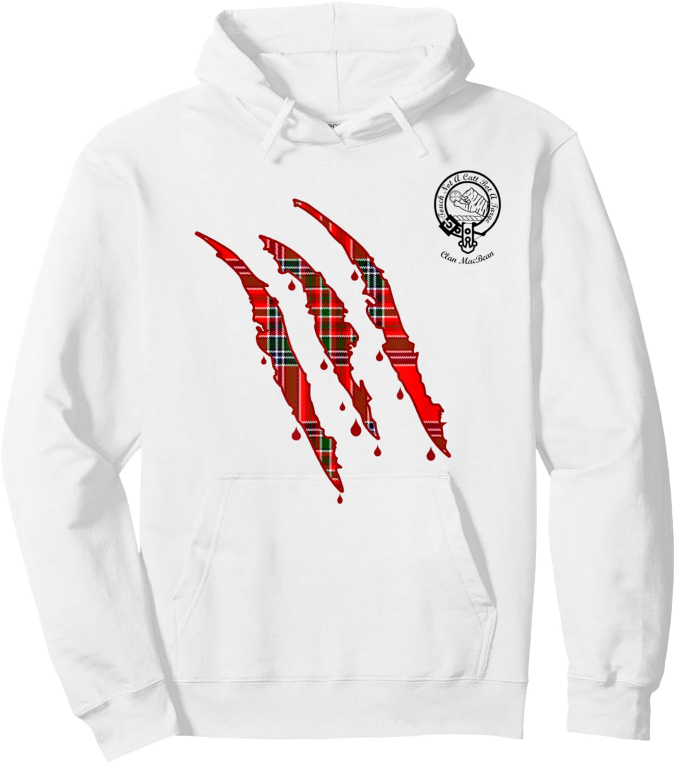 Clan MacBean Claw Marks Surname Tartan Crest Hoodie - Hoodie | White