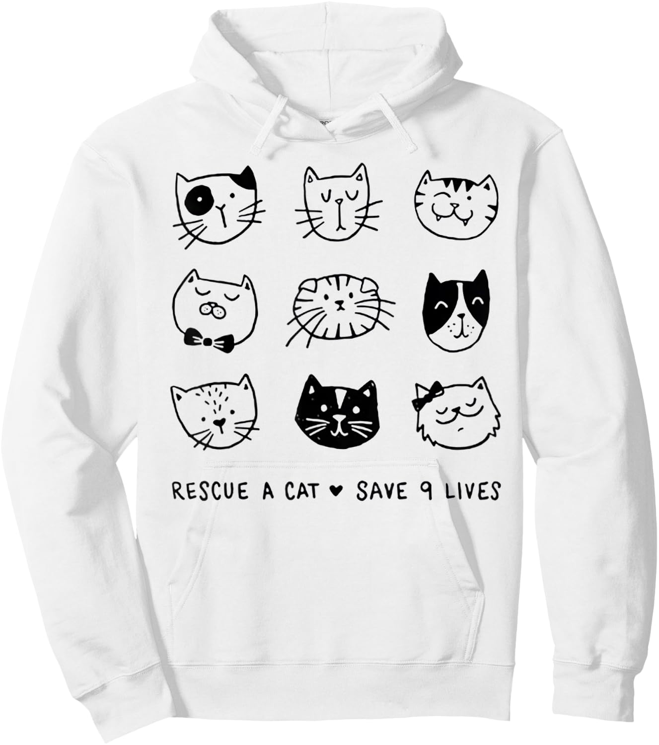 Rescue A Cat Save Nine Lives Funny Cat Lover Gift Women Hoodie - Hoodie | White