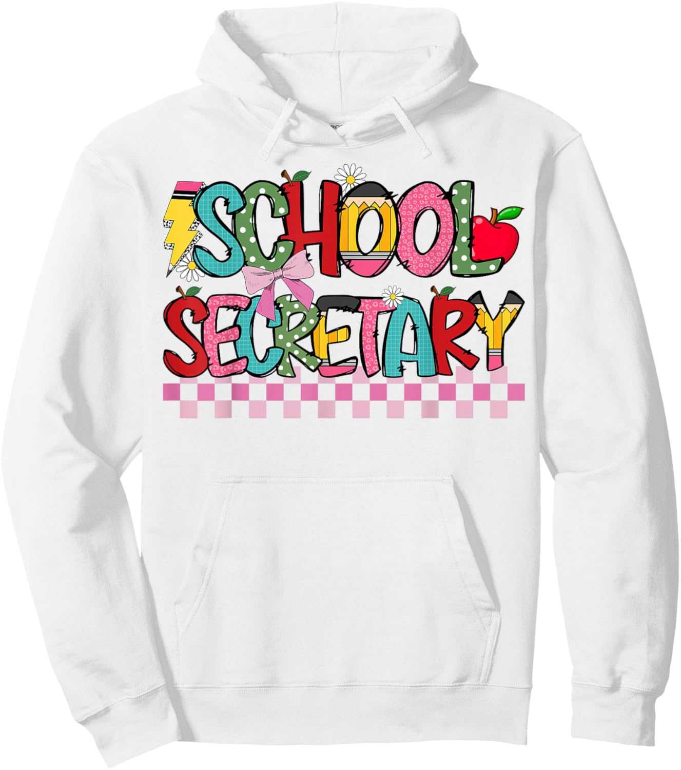 School Secretary Coquette Bow Pencil Cute School Secretary Hoodie - Hoodie | White