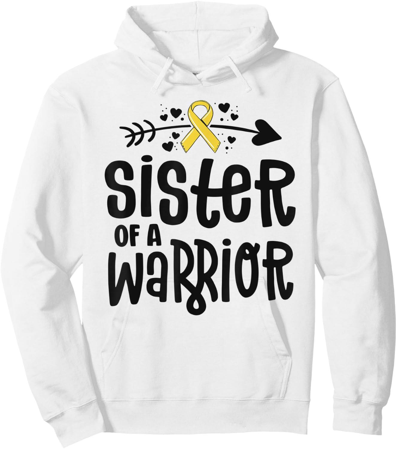 Sister Of A Warrior Gift Family Childhood Cancer Awareness Hoodie - Hoodie | White