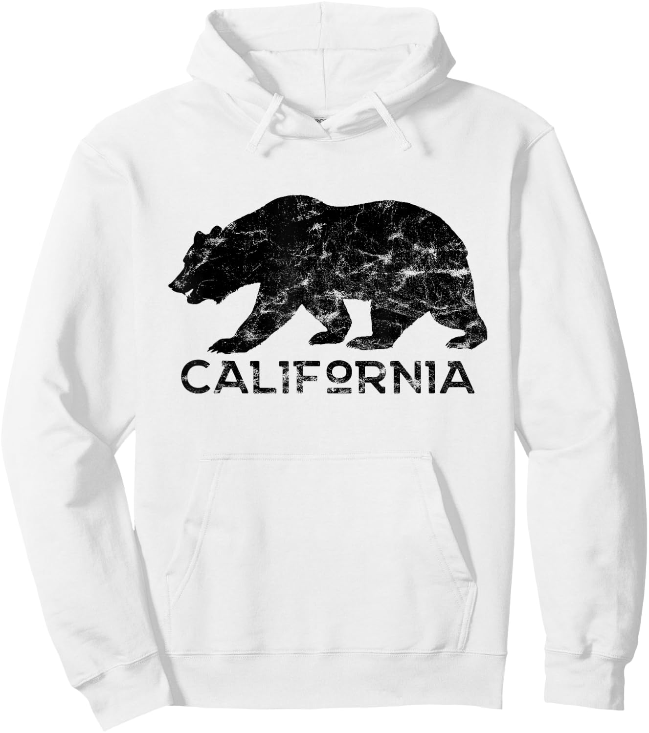 California Bear Retro Distressed Vintage Hoodie - Hoodie | White