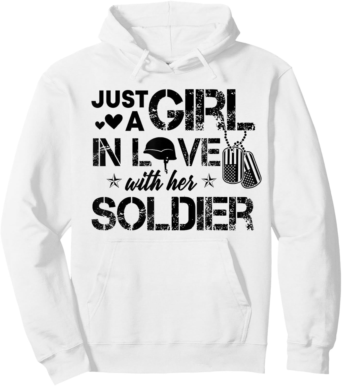 Just A Girl in Love with Her Soldier Army Girlfriend Wife Hoodie - Hoodie | White