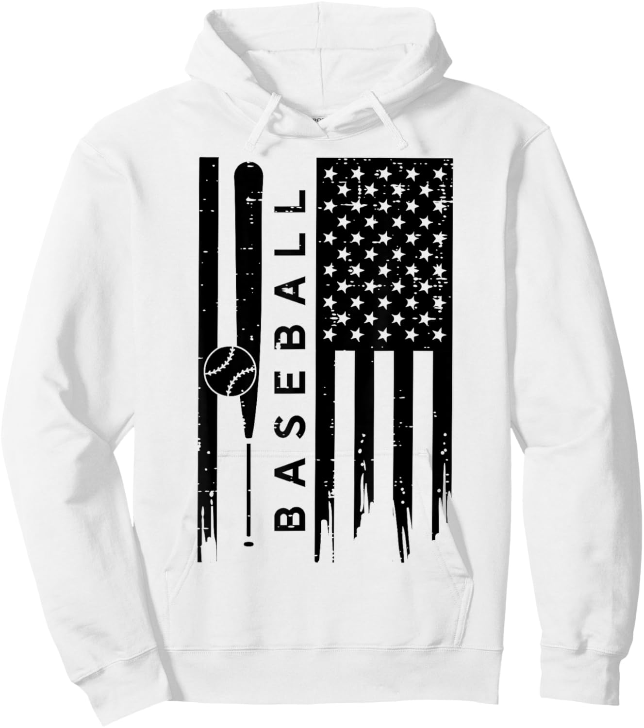Baseball US American Flag Patriotic Sports Men Women Kids Hoodie - Hoodie | White