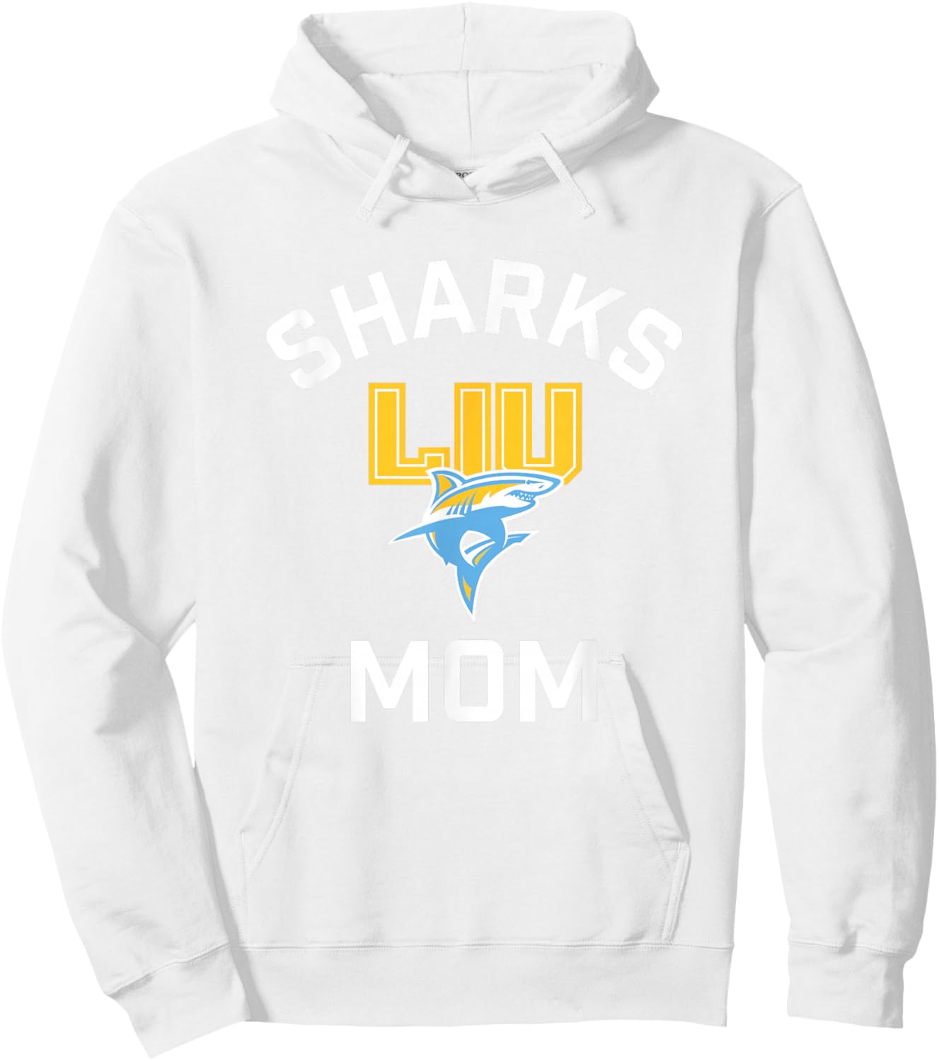 Long Island University LIU Blackbirds Arched Mom Hoodie - Hoodie | White