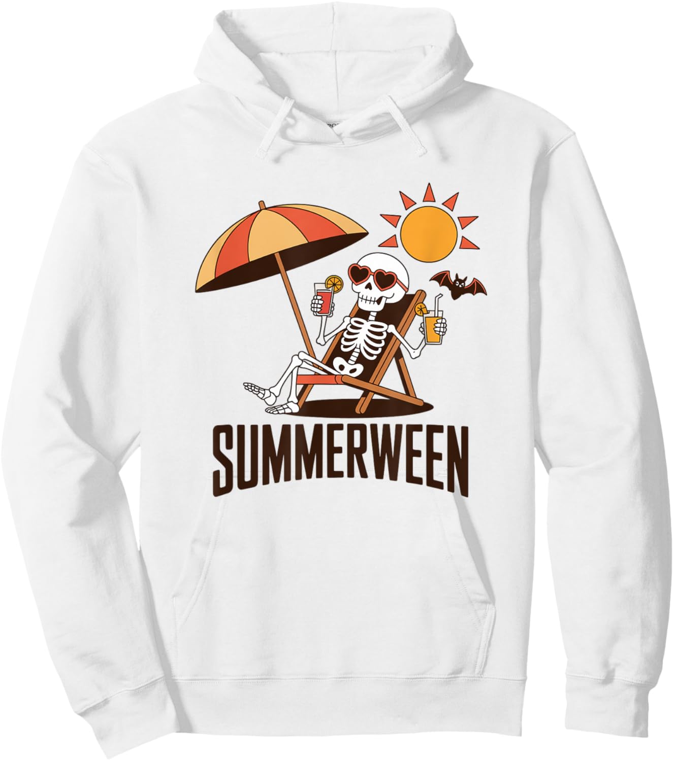 Skeleton Summerween Drink Beach Halloween Summer Scary Fun Hoodie - Hoodie | White