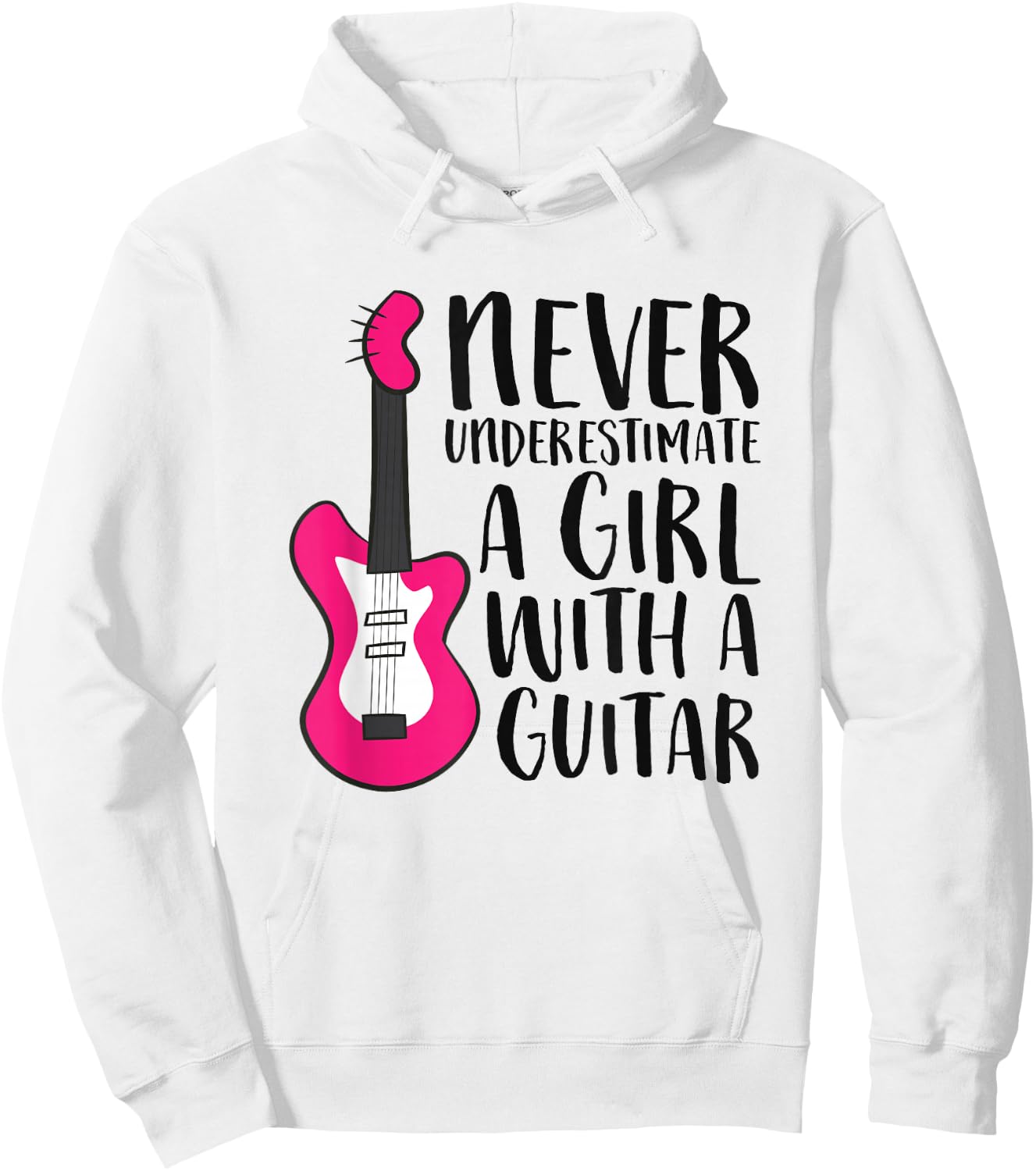 Never Underestimate a Girl with a Guitar Hoodie - Hoodie | White