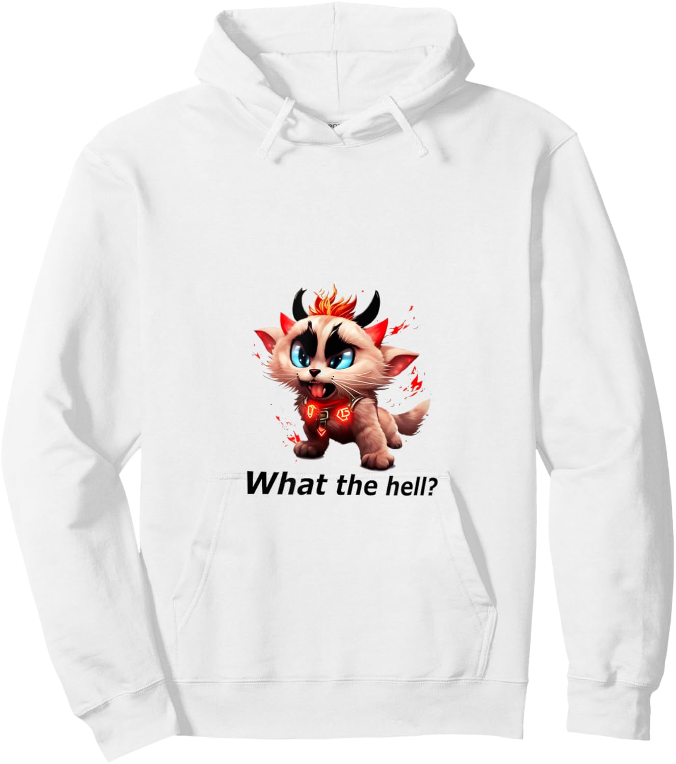 What the hell? Hell Cat - Devil Cat Hoodie - Hoodie | White