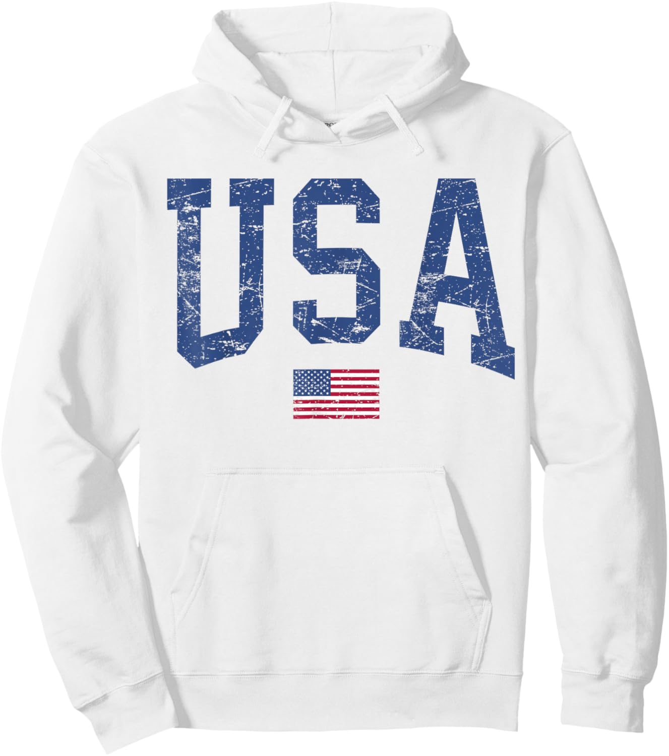 USA Women Men Kids Patriotic American Flag Distressed Hoodie - Hoodie | White