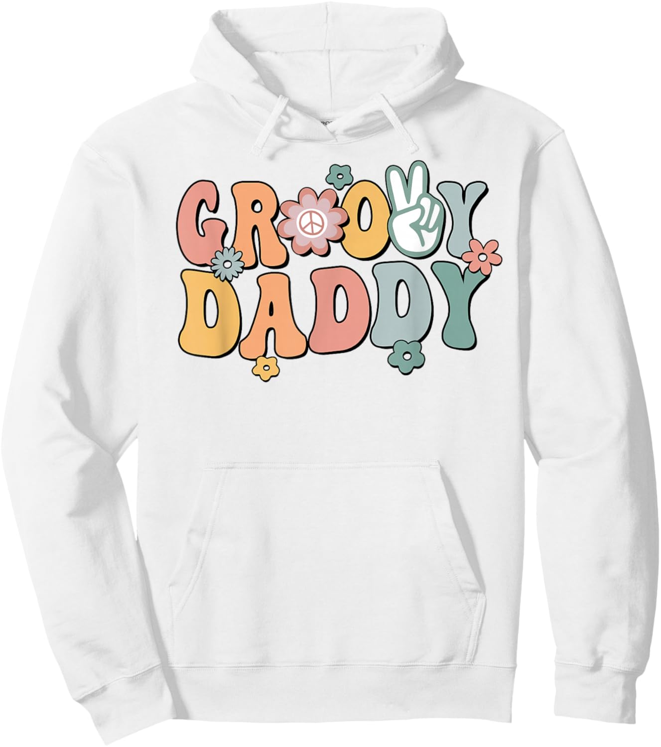 Groovy Daddy Retro Dad Matching Family 1st Birthday Party Hoodie - Hoodie | White