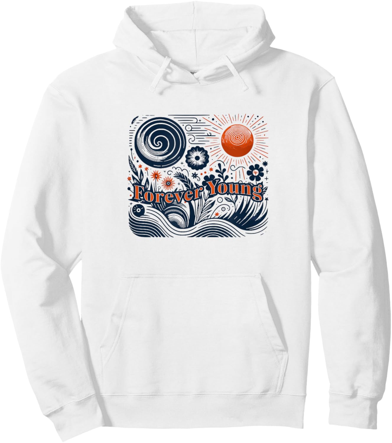 Forever Young Vintage Graphic Hoodie - Hoodie | White
