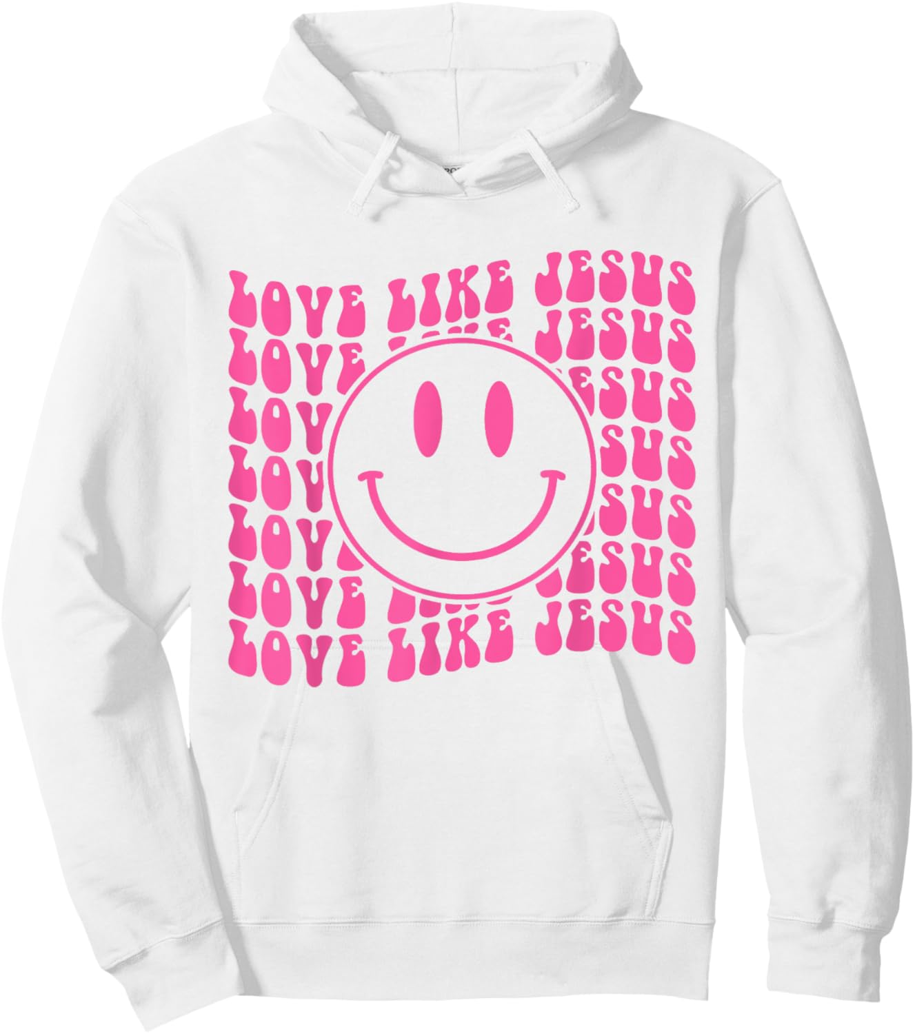 Retro Love Like Jesus Happy Face Aesthetic Hoodie - Hoodie | White