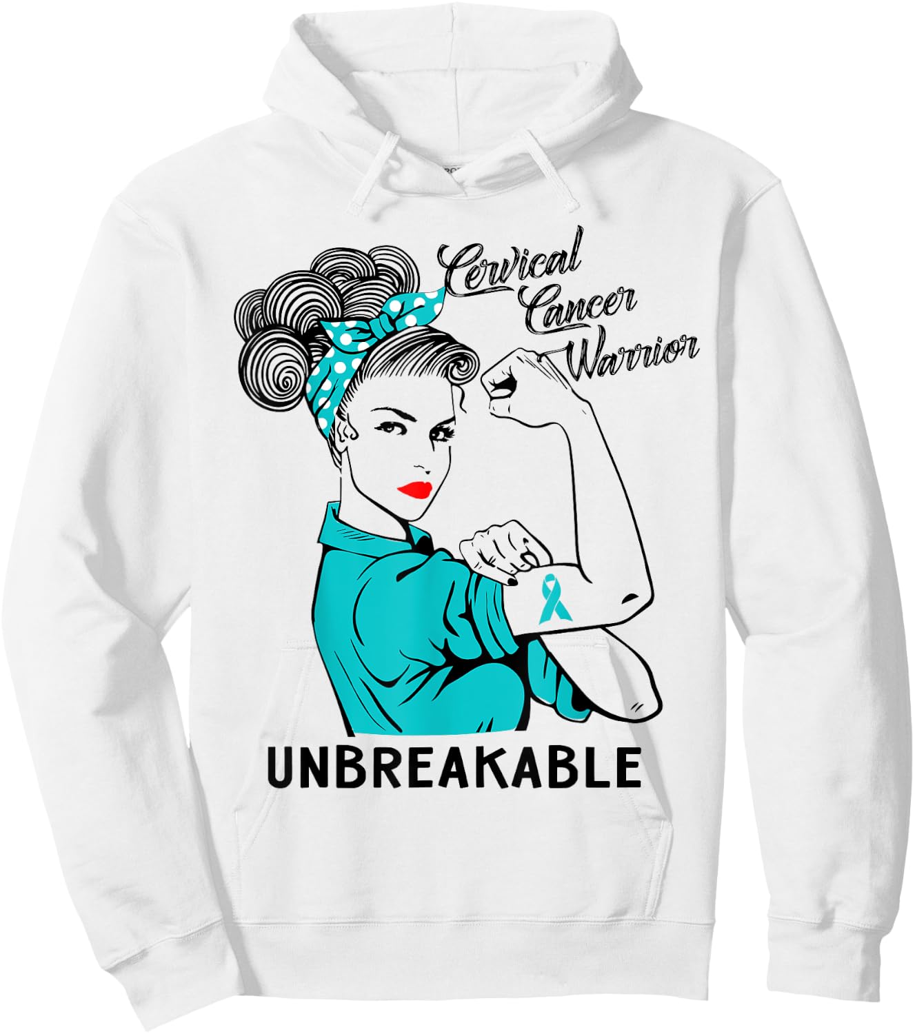 Cervical Cancer Warrior Unbreakable Awareness Gift Hoodie - Hoodie | White
